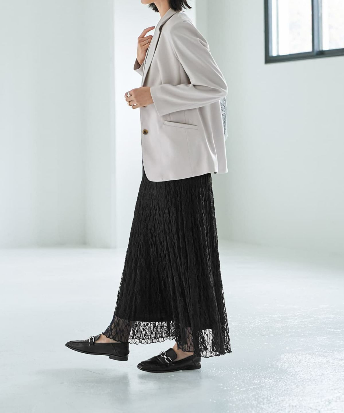 着用イメージ　167cm ライトグレージュ