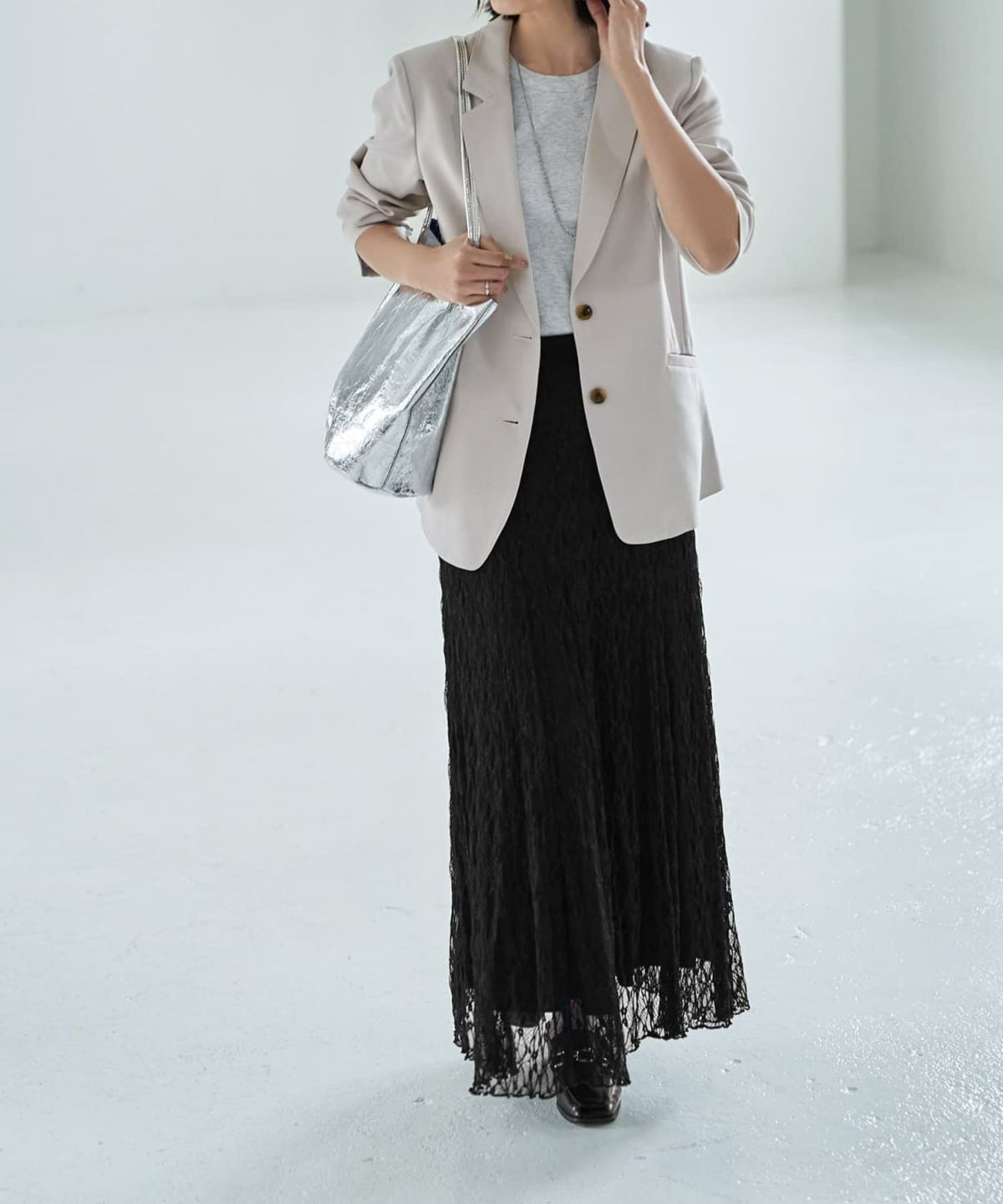 着用イメージ　167cm ライトグレージュ