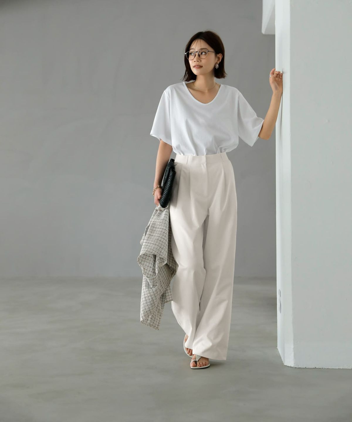 着用イメージ　167cm Sサイズ アイボリー