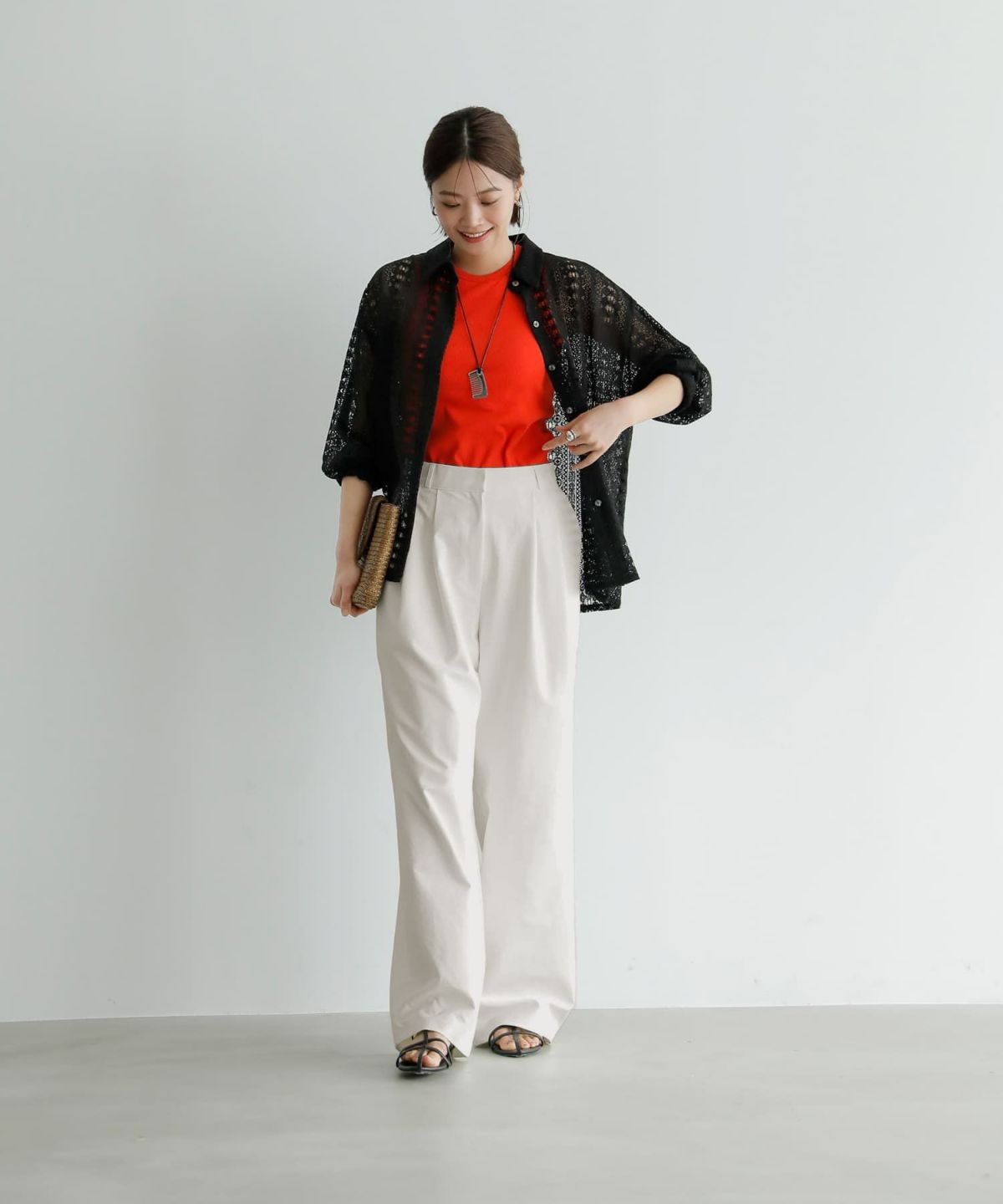 着用イメージ　167cm Sサイズ アイボリー