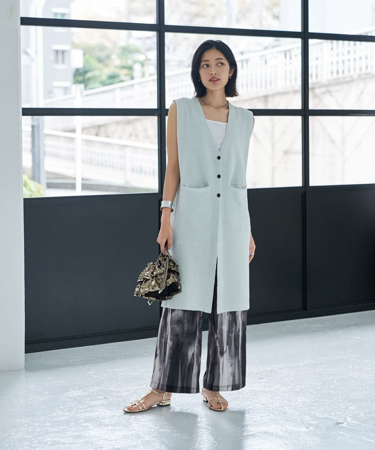 着用イメージ　167cm ミントブルー