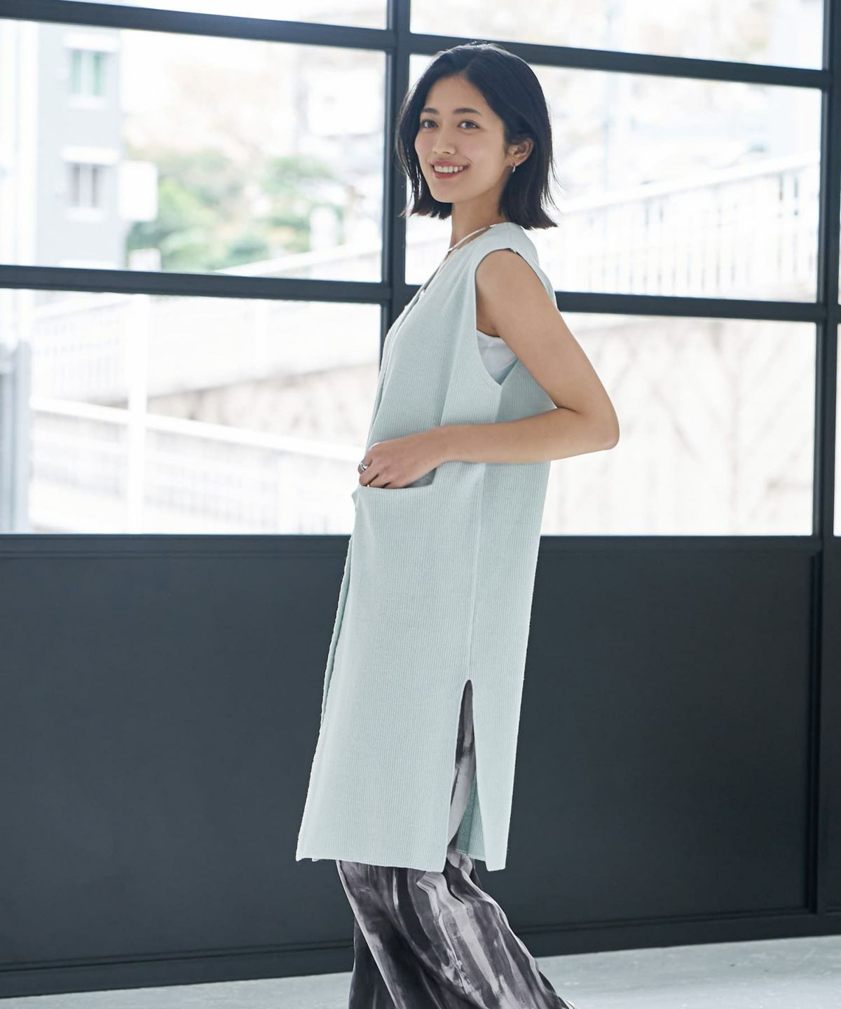 着用イメージ　167cm ミントブルー