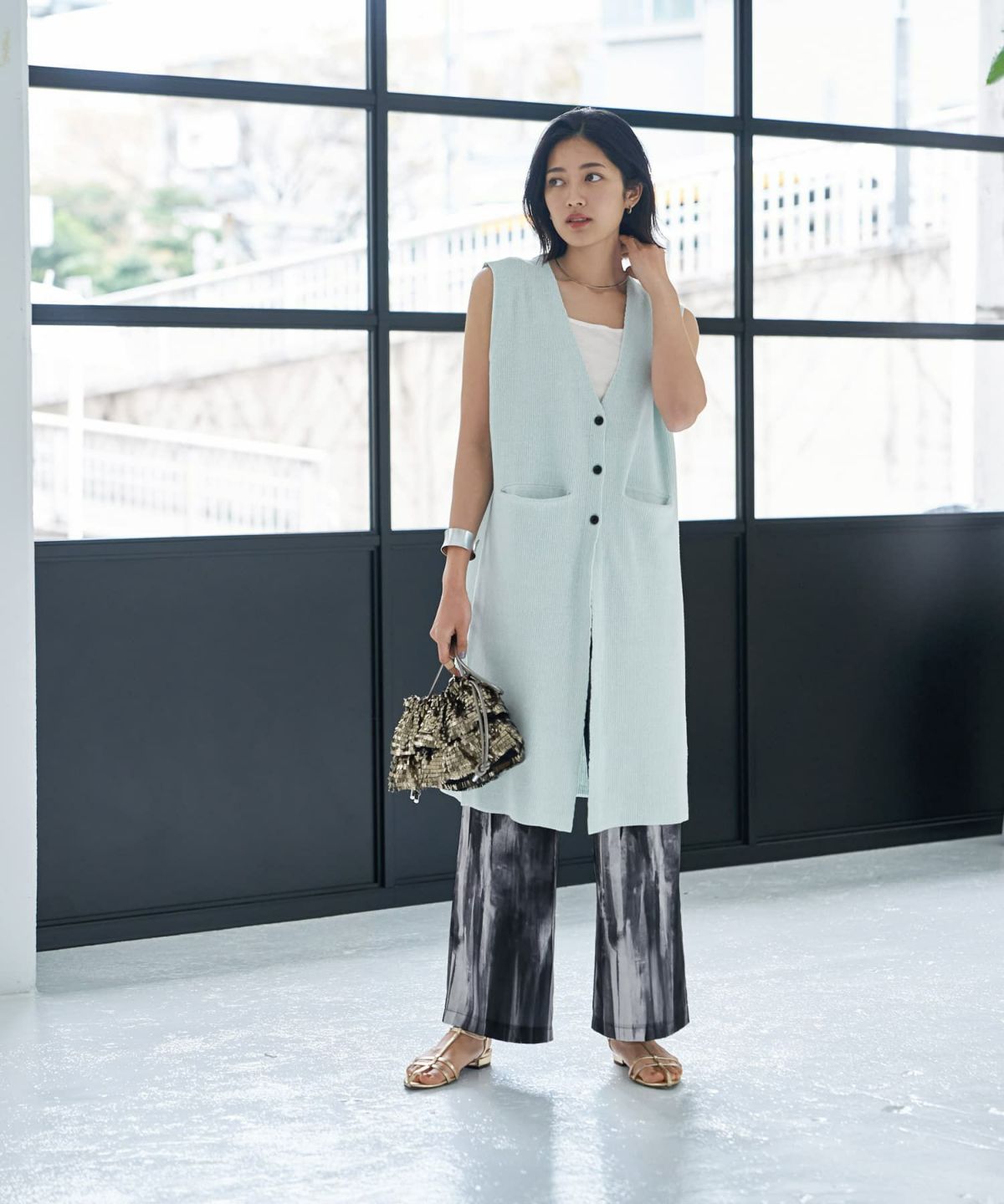 着用イメージ　167cm ミントブルー