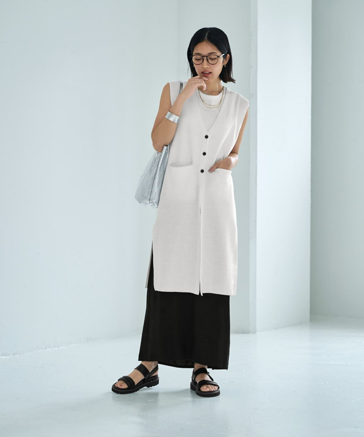 着用イメージ　167cm ホワイト