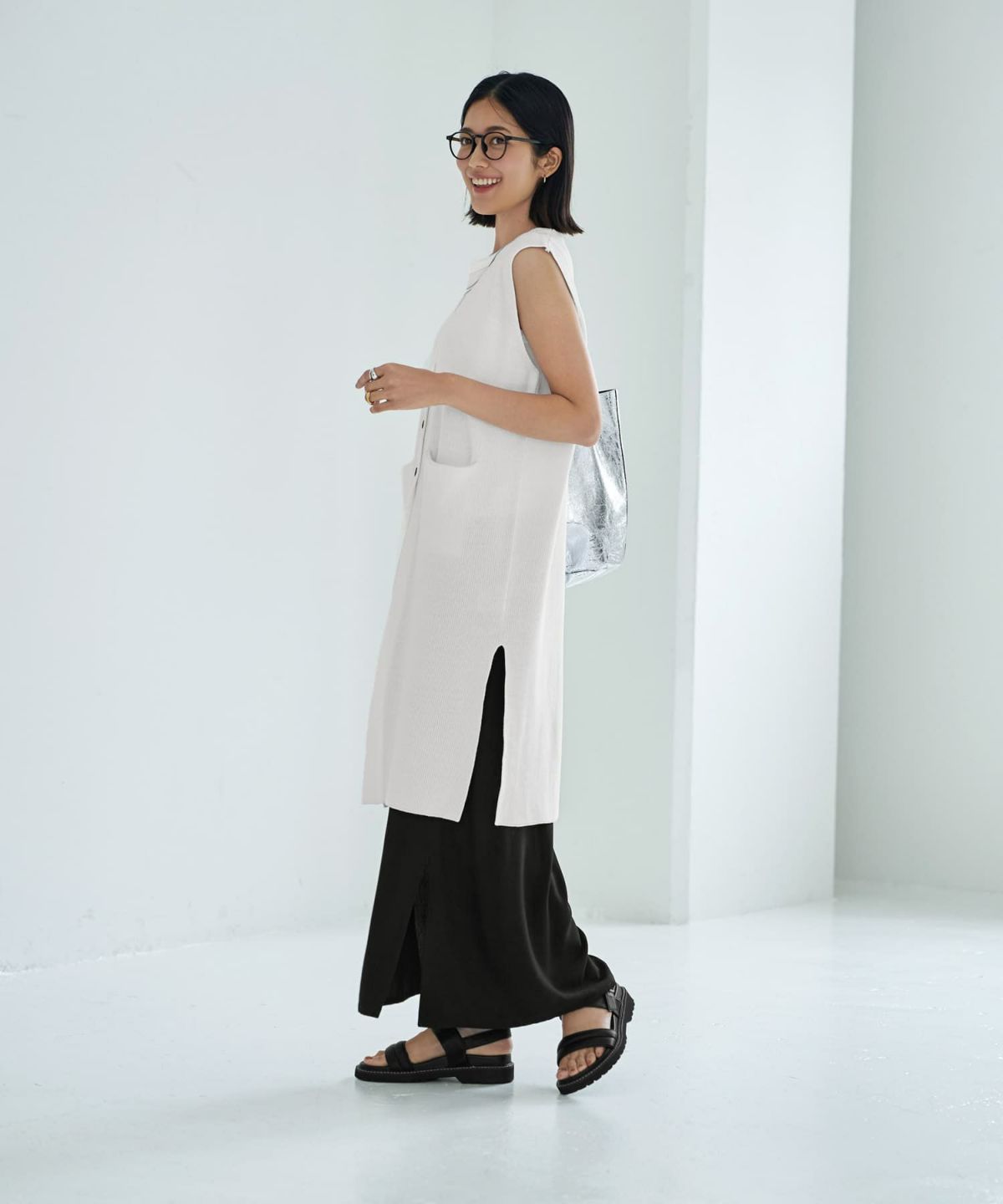 着用イメージ　167cm ホワイト