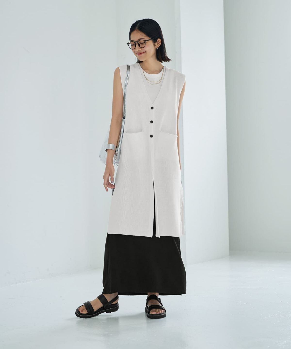 着用イメージ　167cm ホワイト