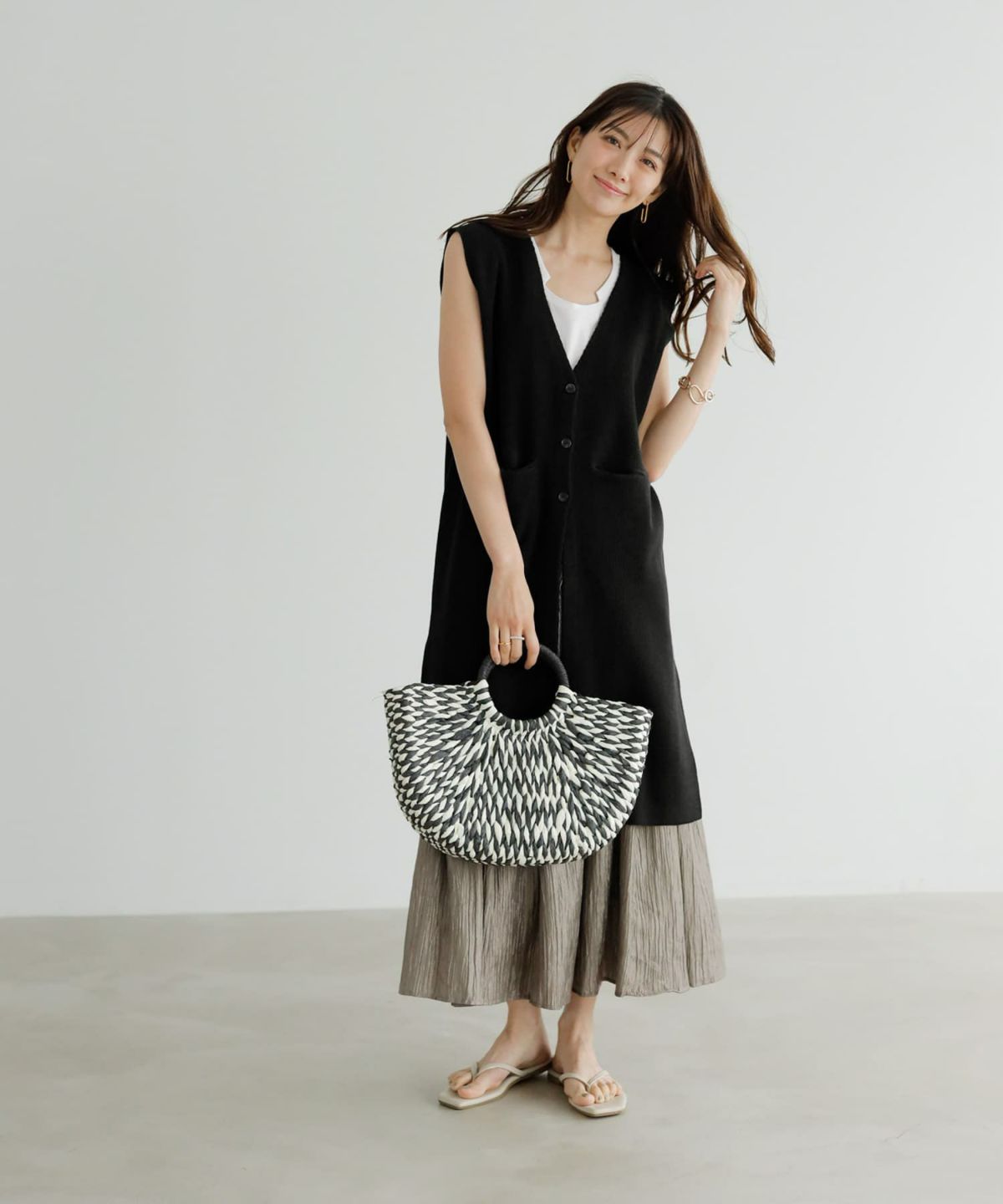 着用イメージ　165cm ブラック