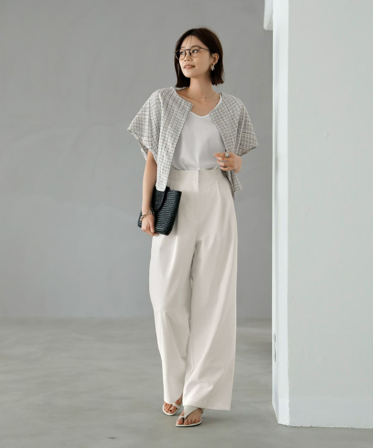 着用イメージ　167cm ホワイトミックス