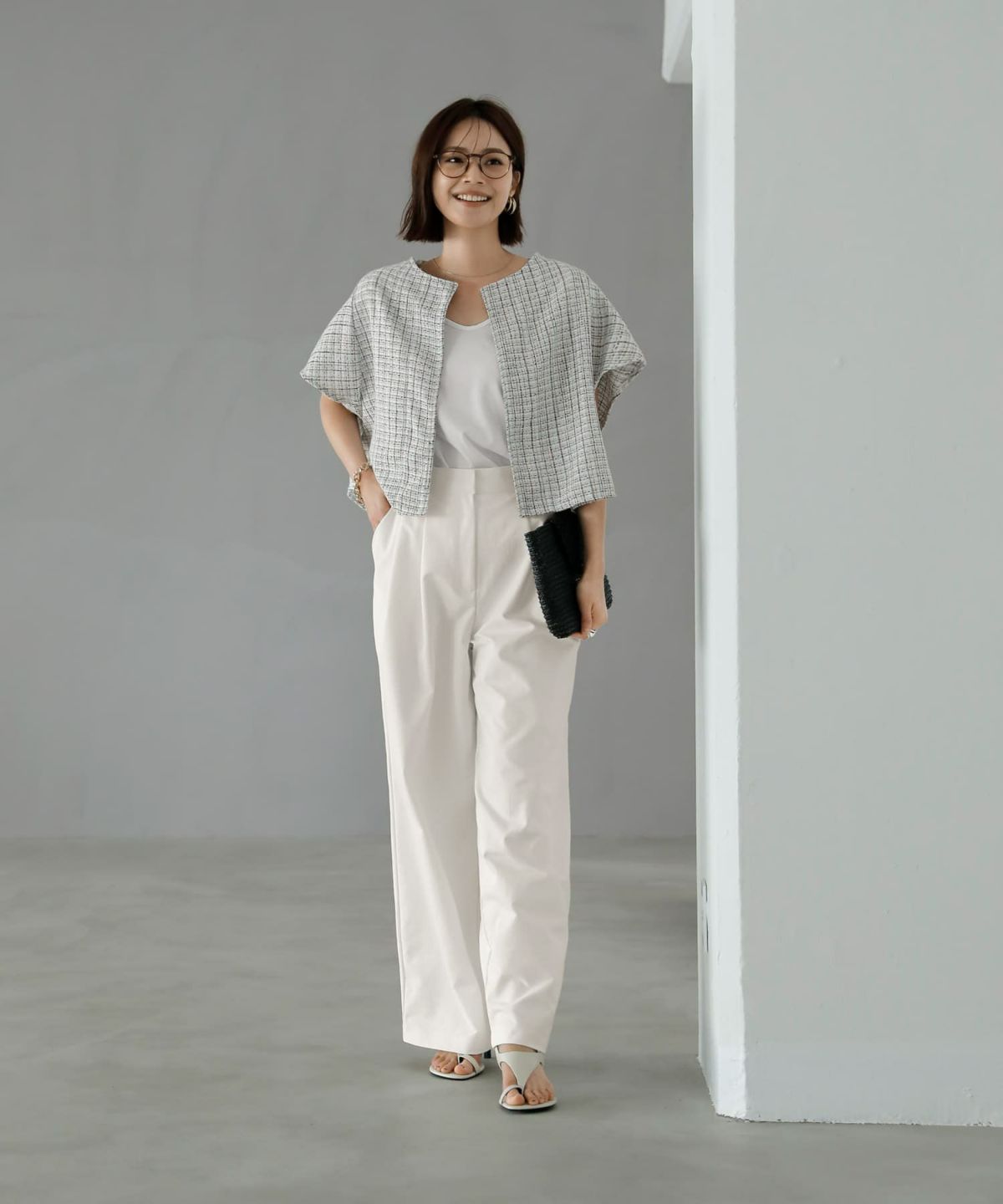 着用イメージ　167cm ホワイトミックス