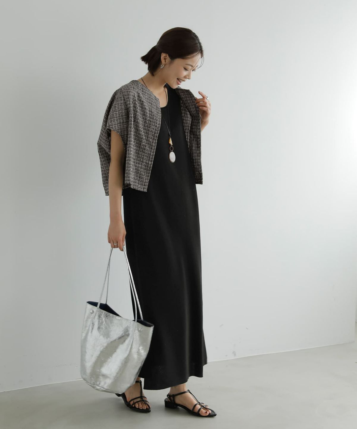 着用イメージ　167cm ブラックミックス