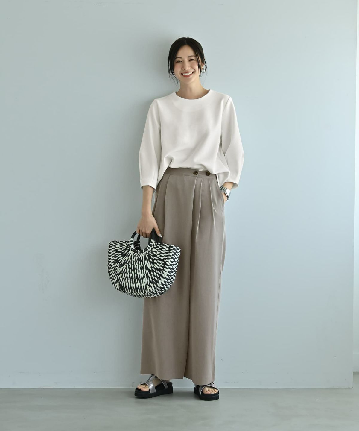 着用イメージ　172cm ホワイト