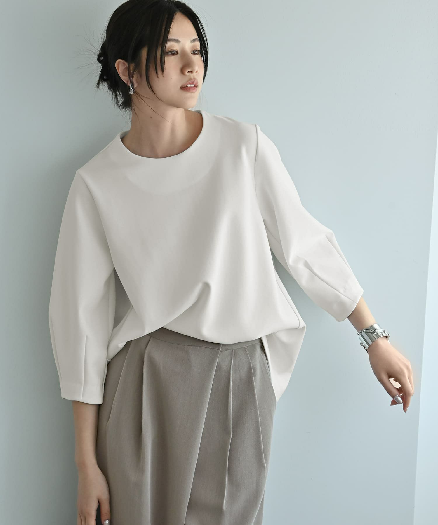 着用イメージ　172cm ホワイト