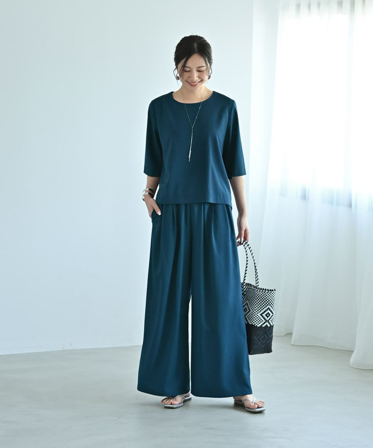 着用イメージ　172cm ブルーグリーン