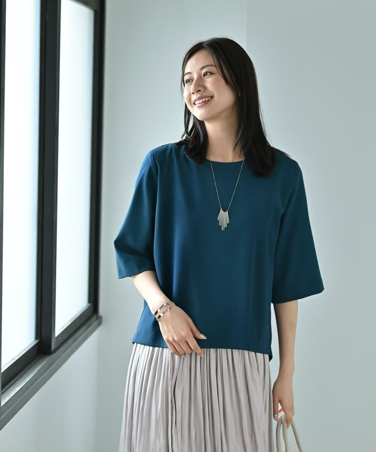 着用イメージ　172cm ブルーグリーン