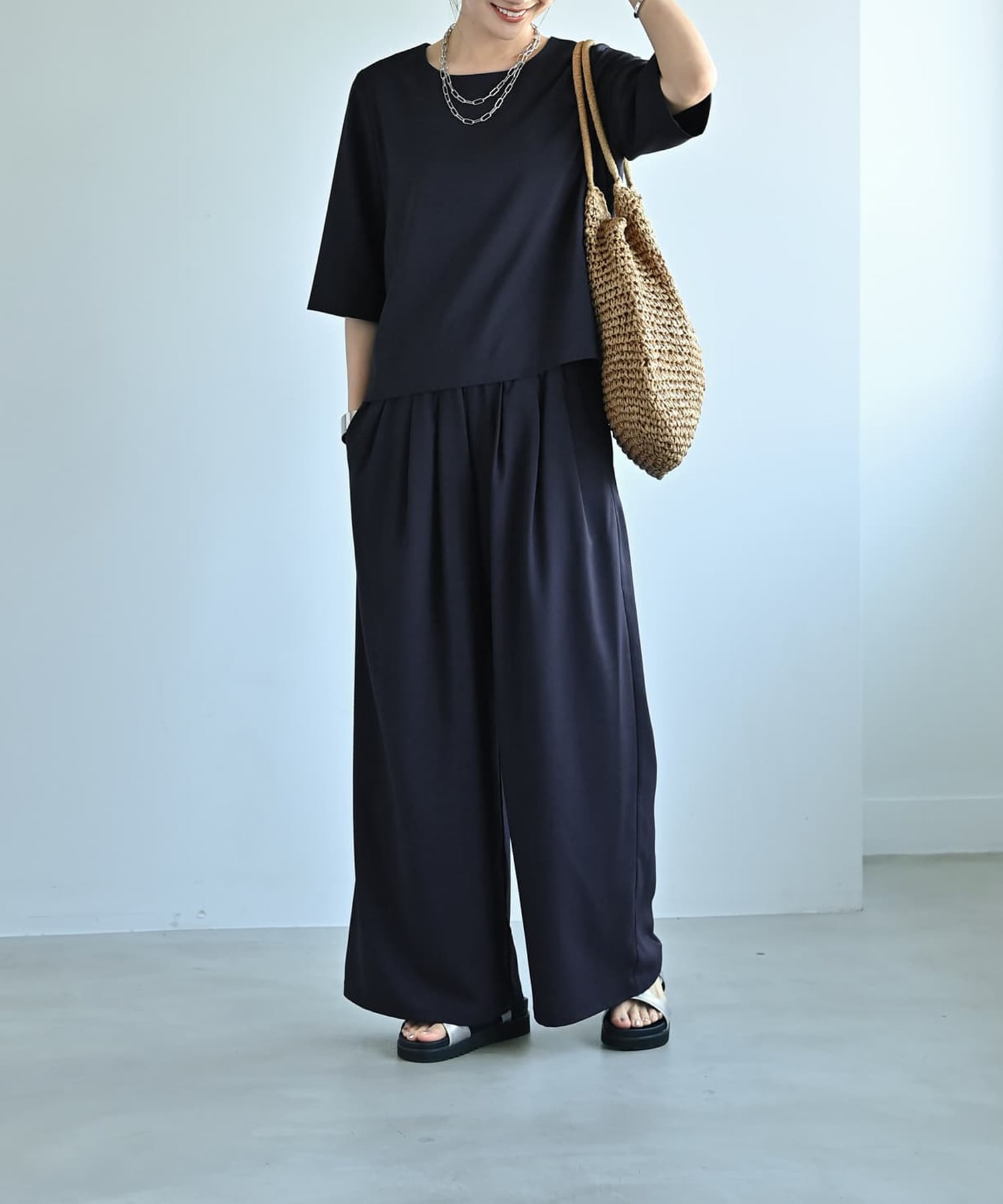 着用イメージ　172cm ネイビー