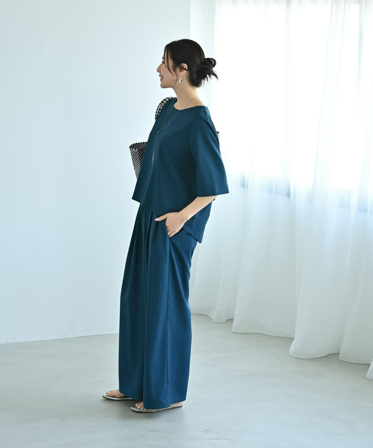 着用イメージ 172cm ブルーグリーン
