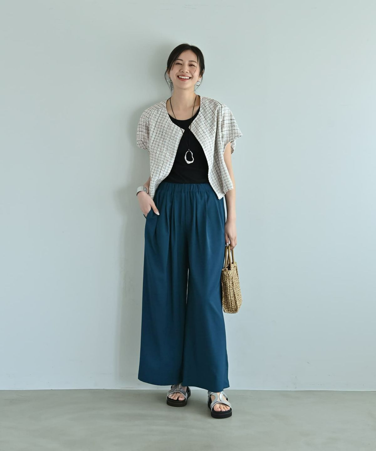 着用イメージ 172cm ブルーグリーン