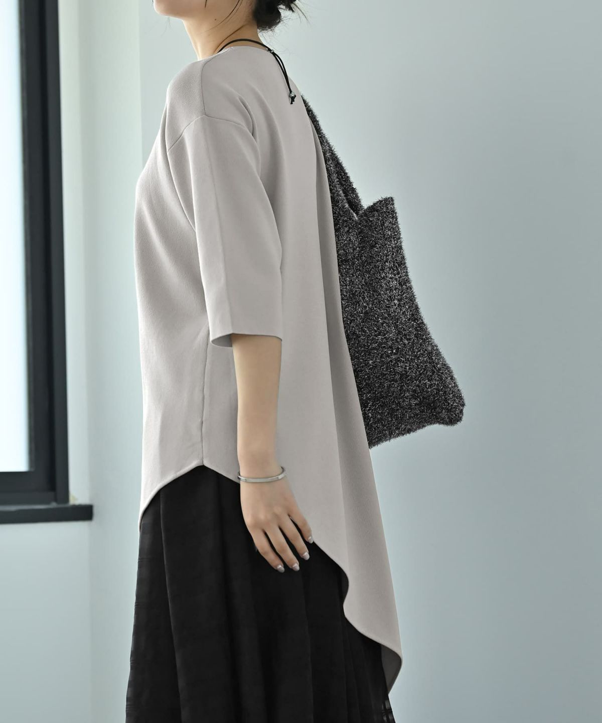 着用イメージ　172cm ライトグレー