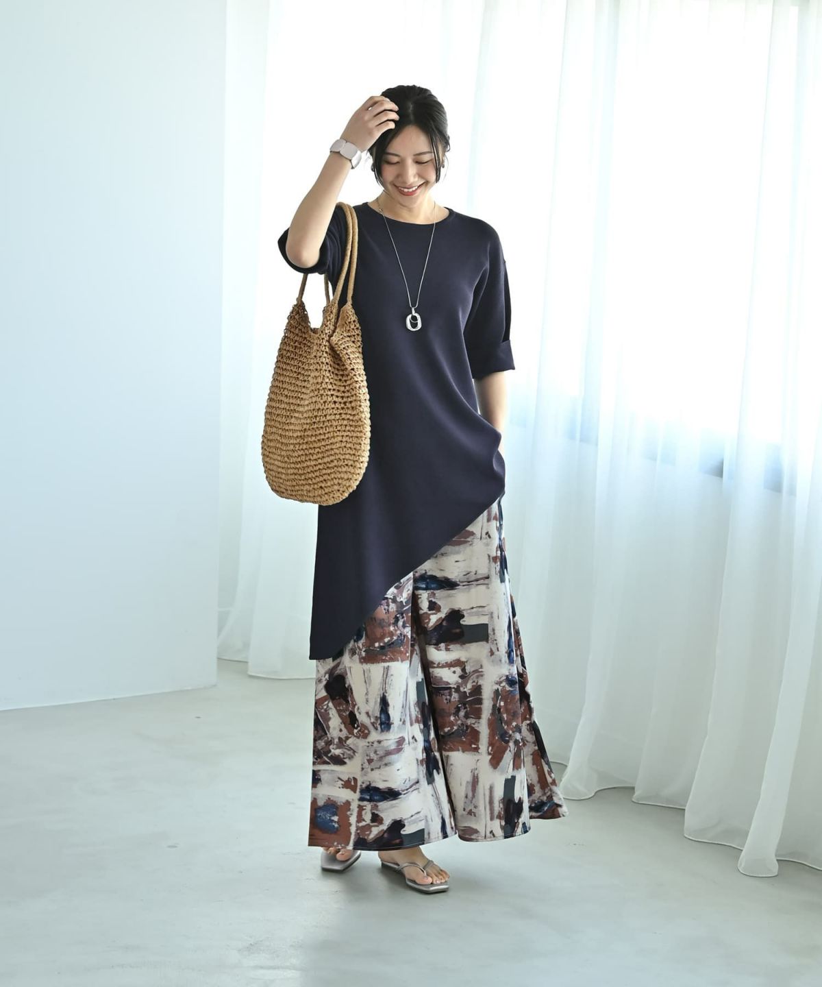 着用イメージ　172cm ネイビー