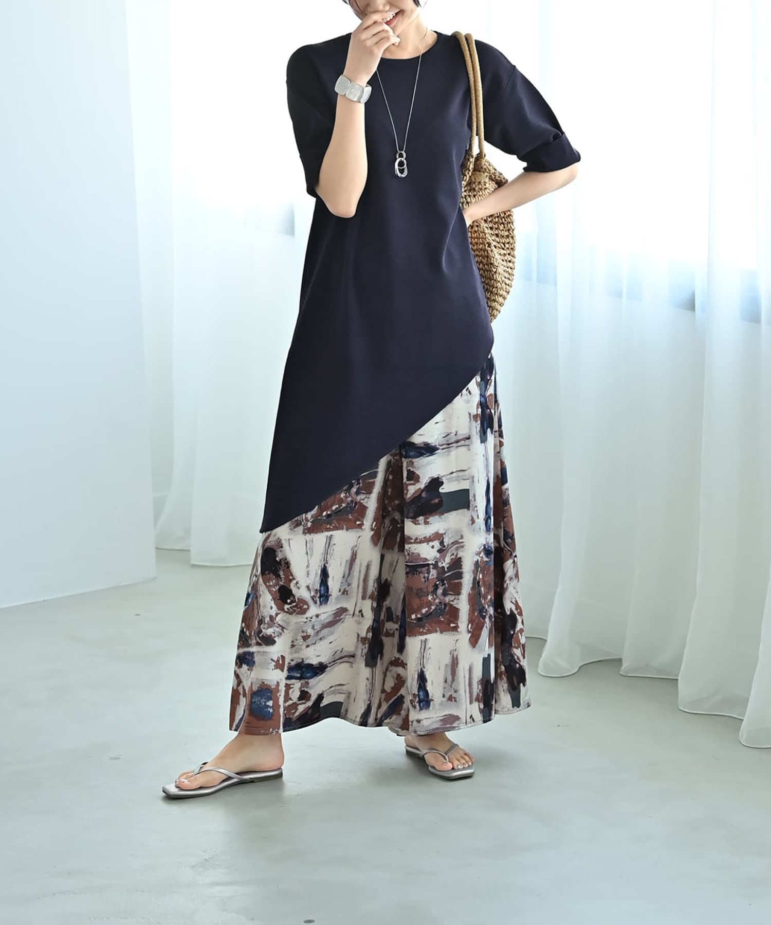 着用イメージ　172cm ネイビー