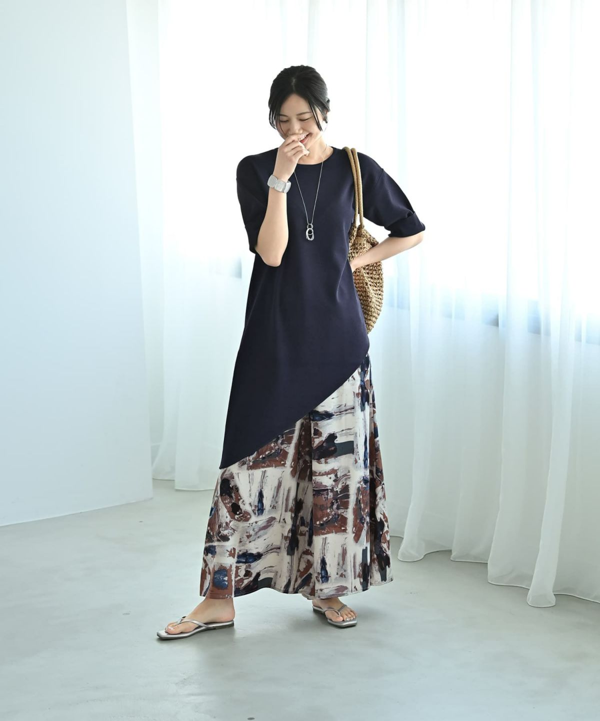 着用イメージ　172cm ネイビー