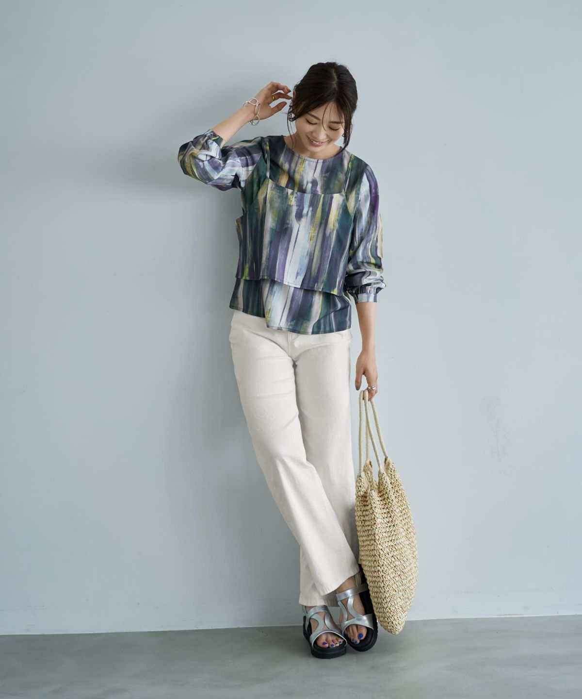 着用イメージ　166cm パープルミックス