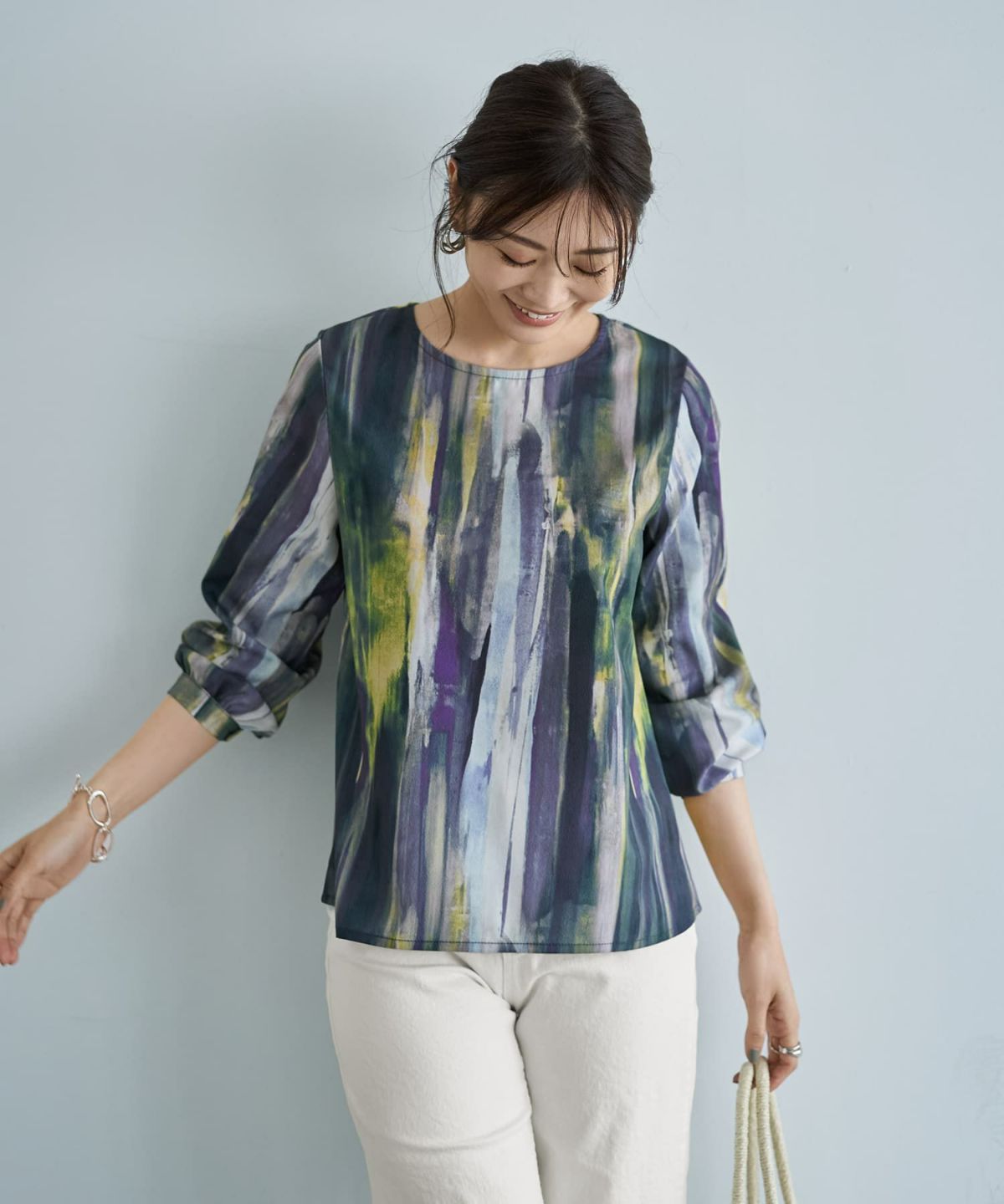 着用イメージ　166cm パープルミックス