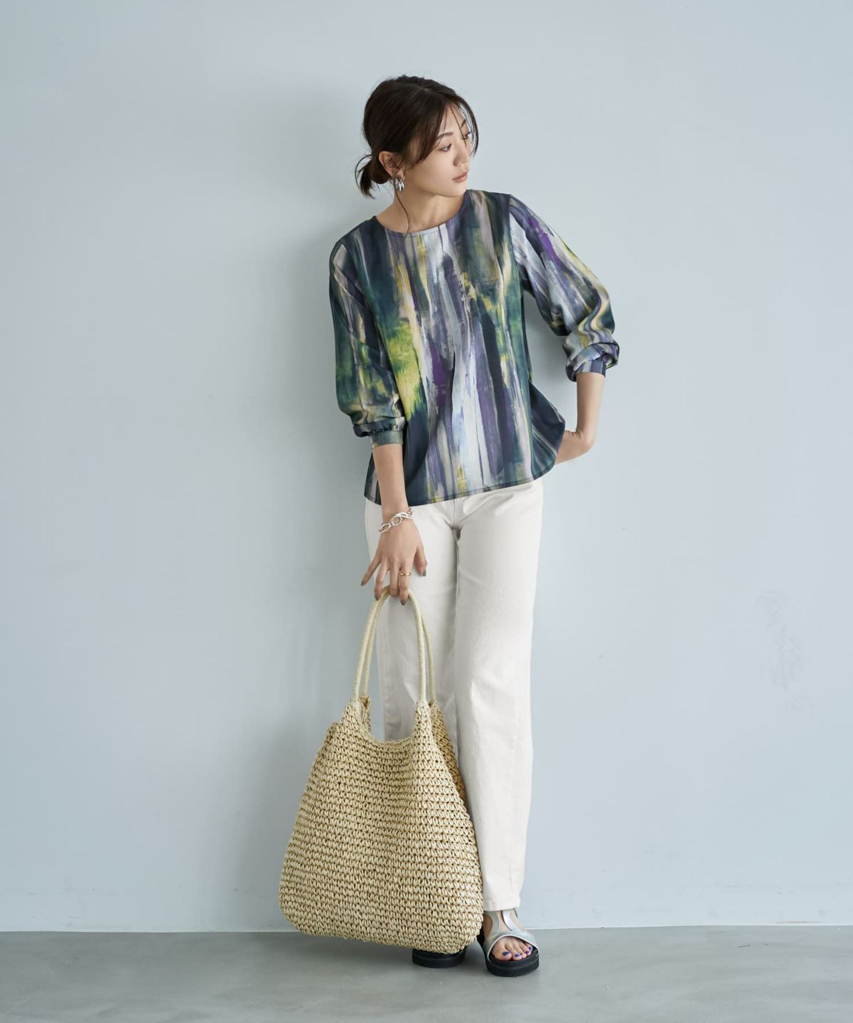 着用イメージ　166cm パープルミックス