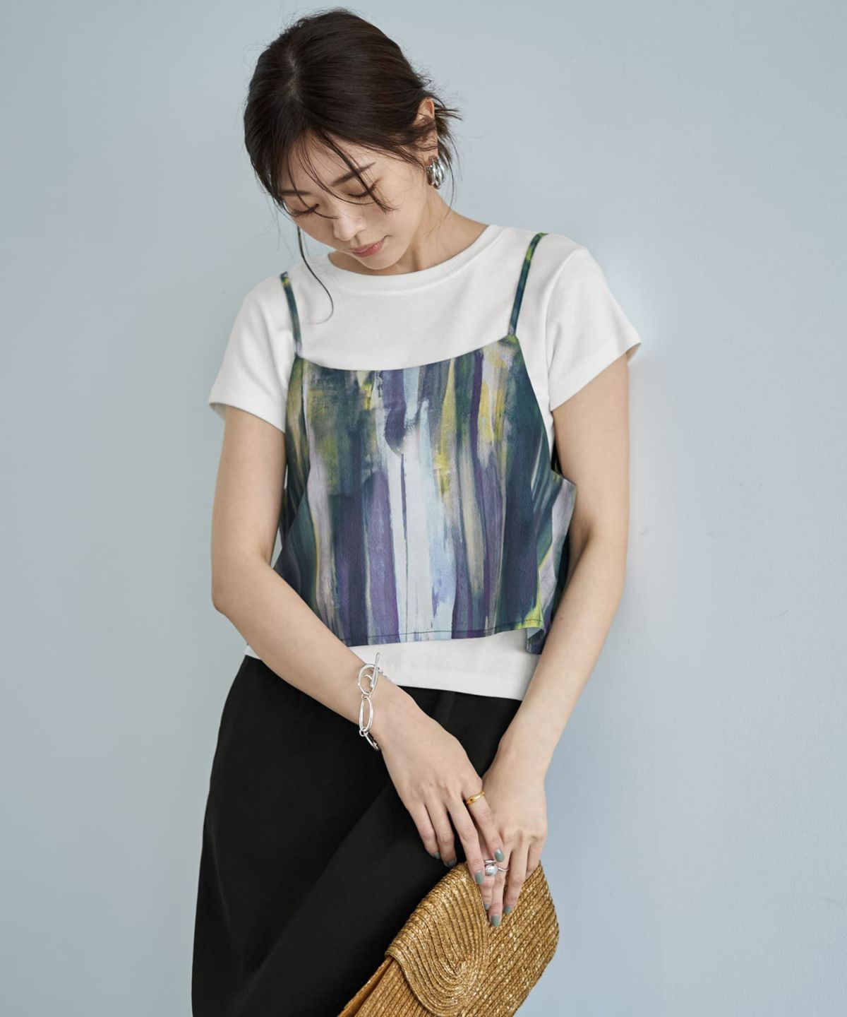 着用イメージ　166cm パープルミックス