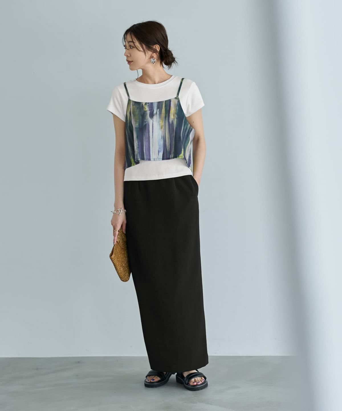 着用イメージ　166cm パープルミックス