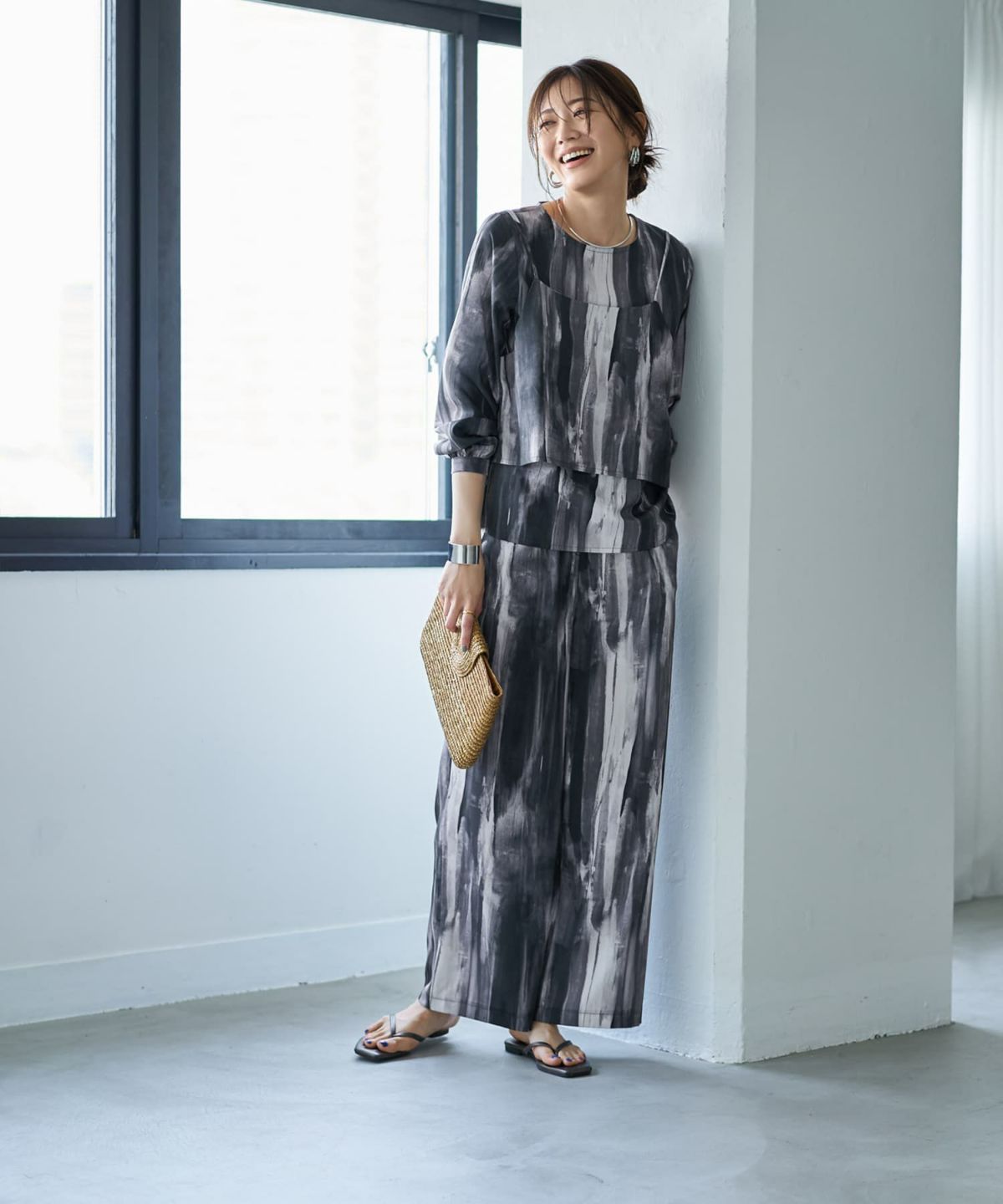 着用イメージ　166cm ブラックミックス