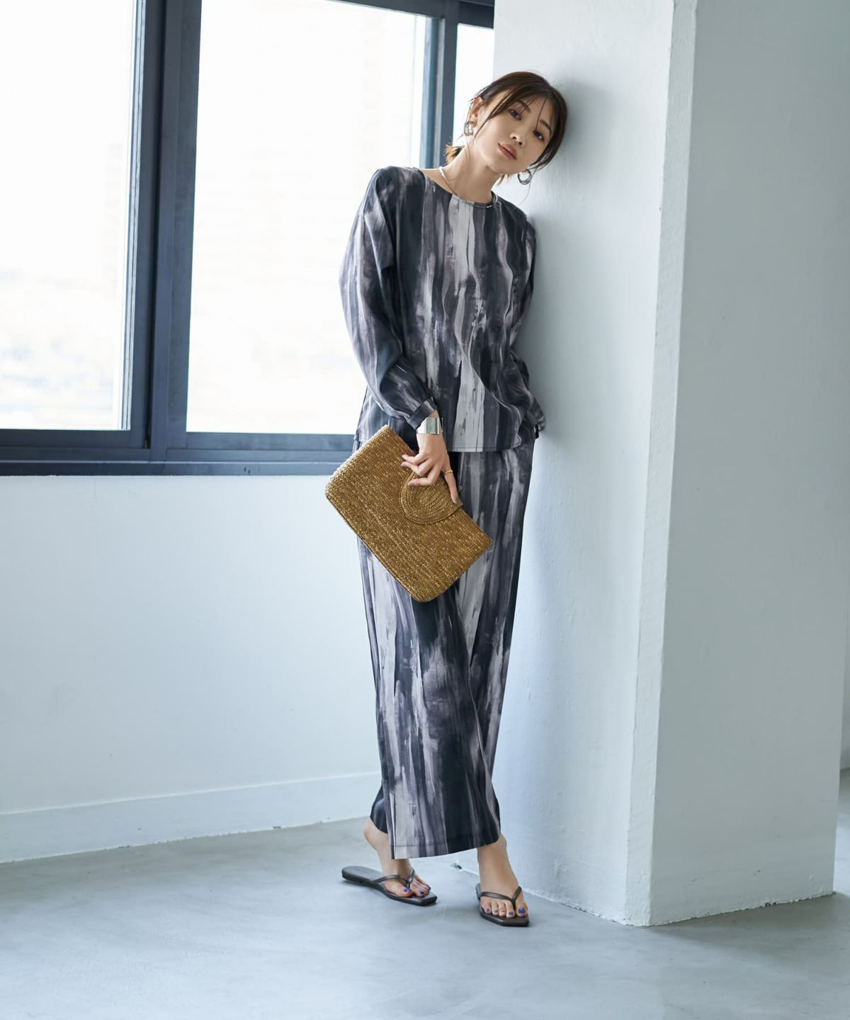 着用イメージ　166cm ブラックミックス