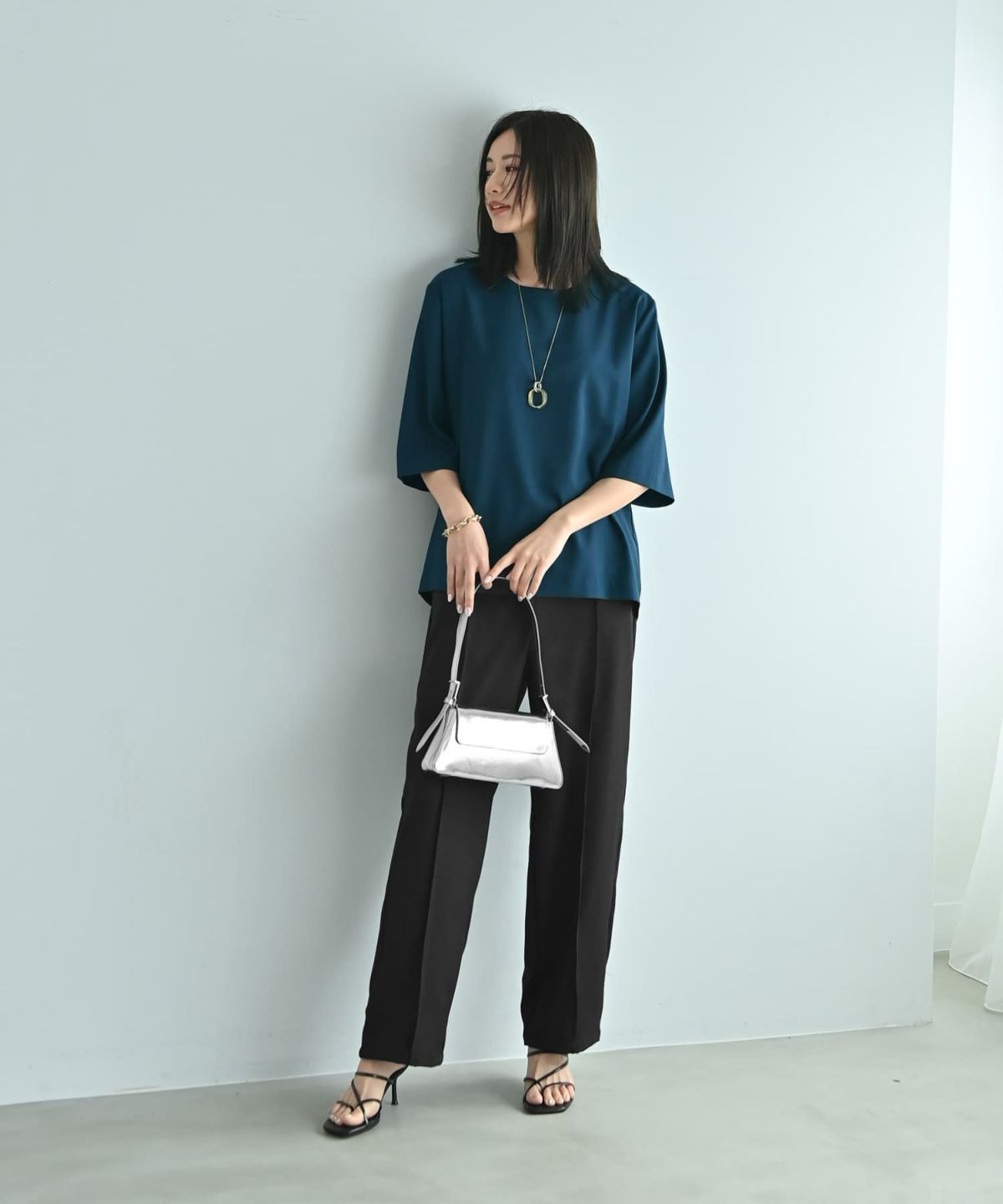 着用イメージ 172cm ブルーグリーン F