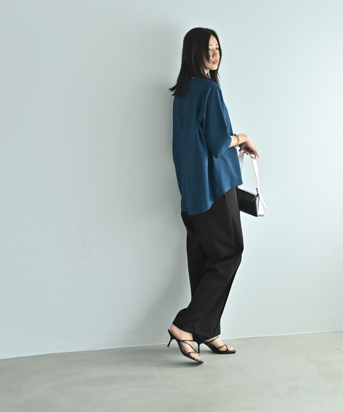 着用イメージ 172cm ブルーグリーン F