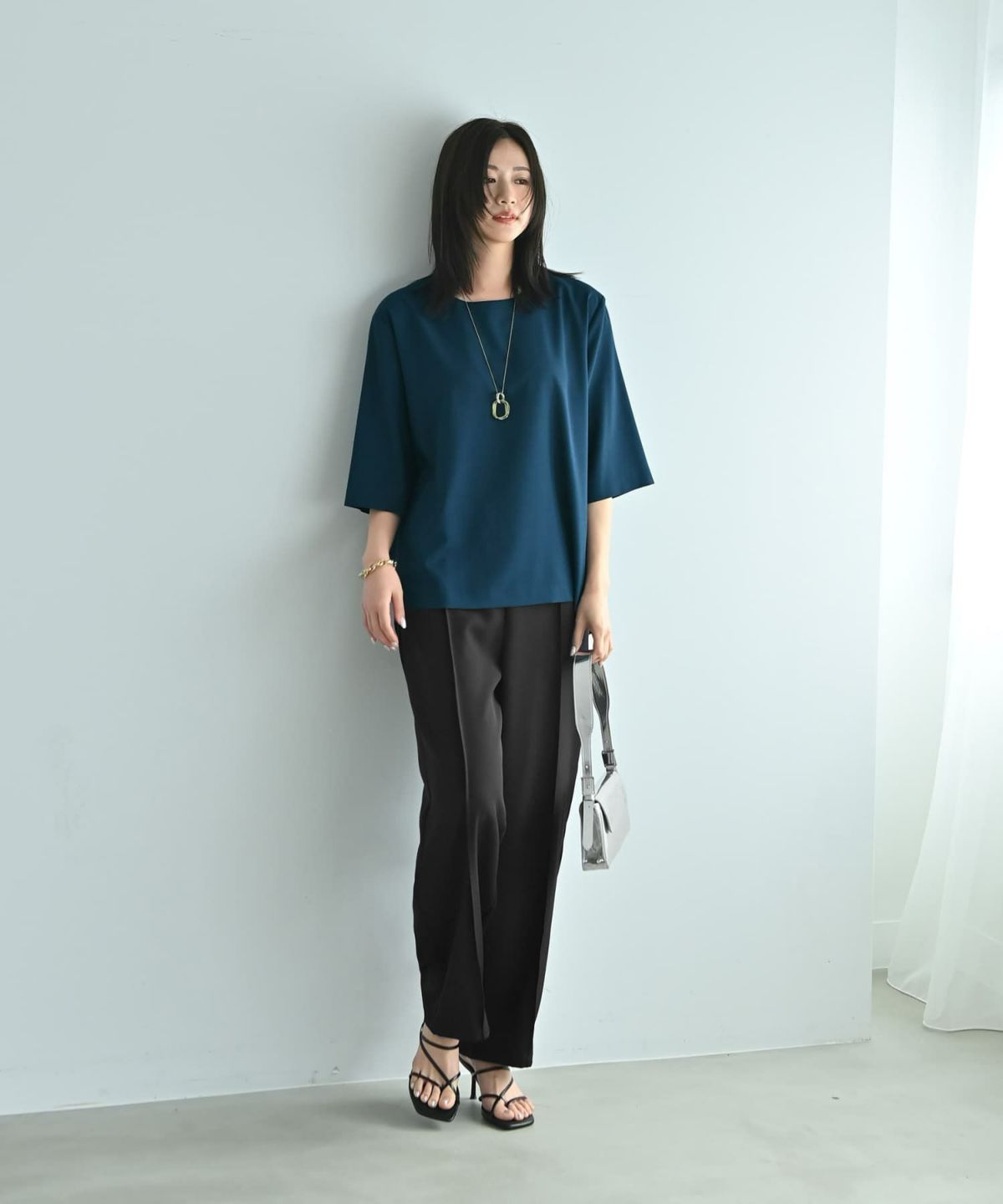 着用イメージ 172cm ブルーグリーン F