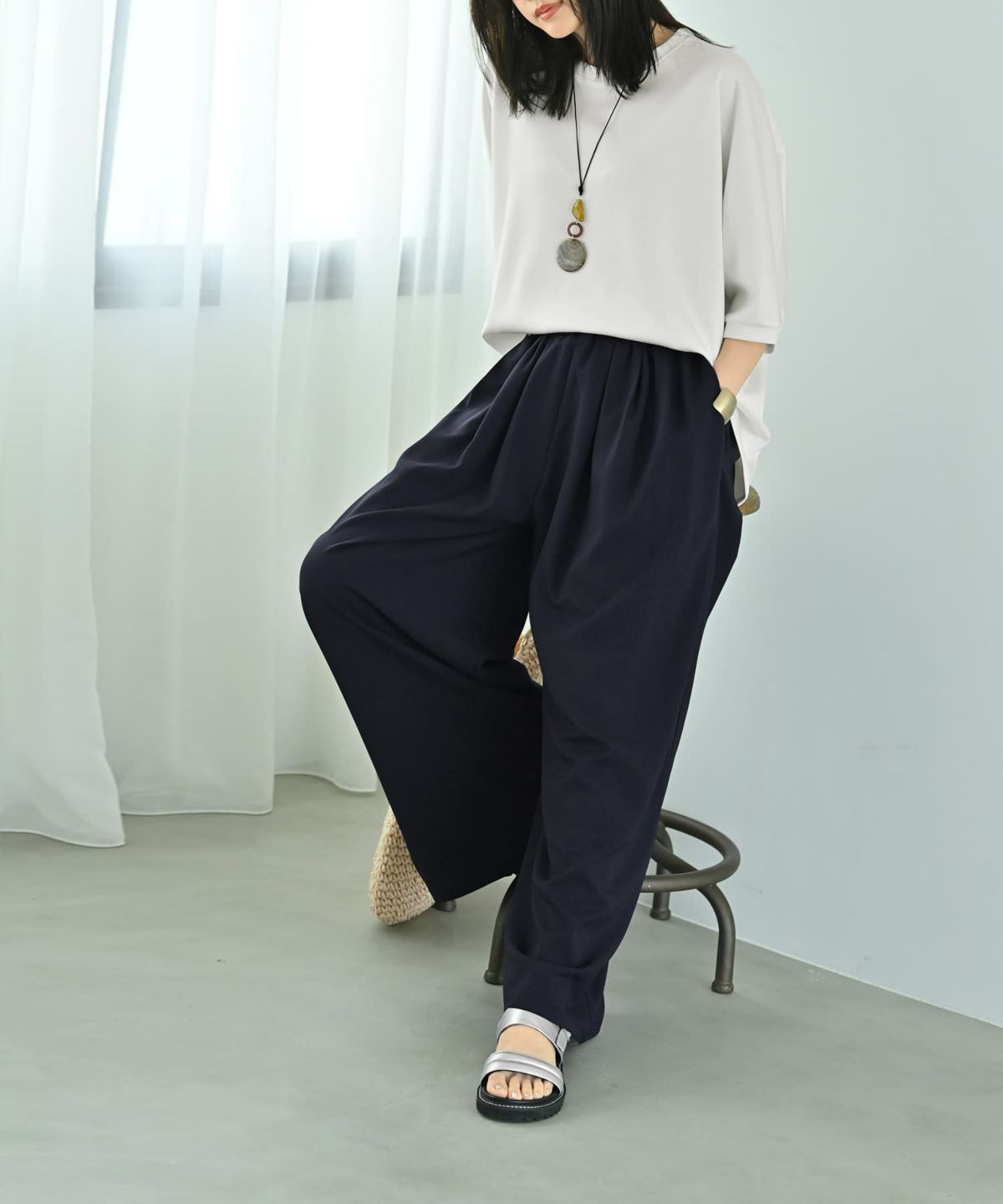 着用イメージ 172cm ネイビー F