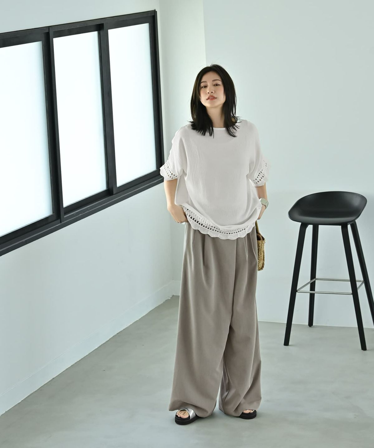 着用イメージ 172cm オリーブグレー F