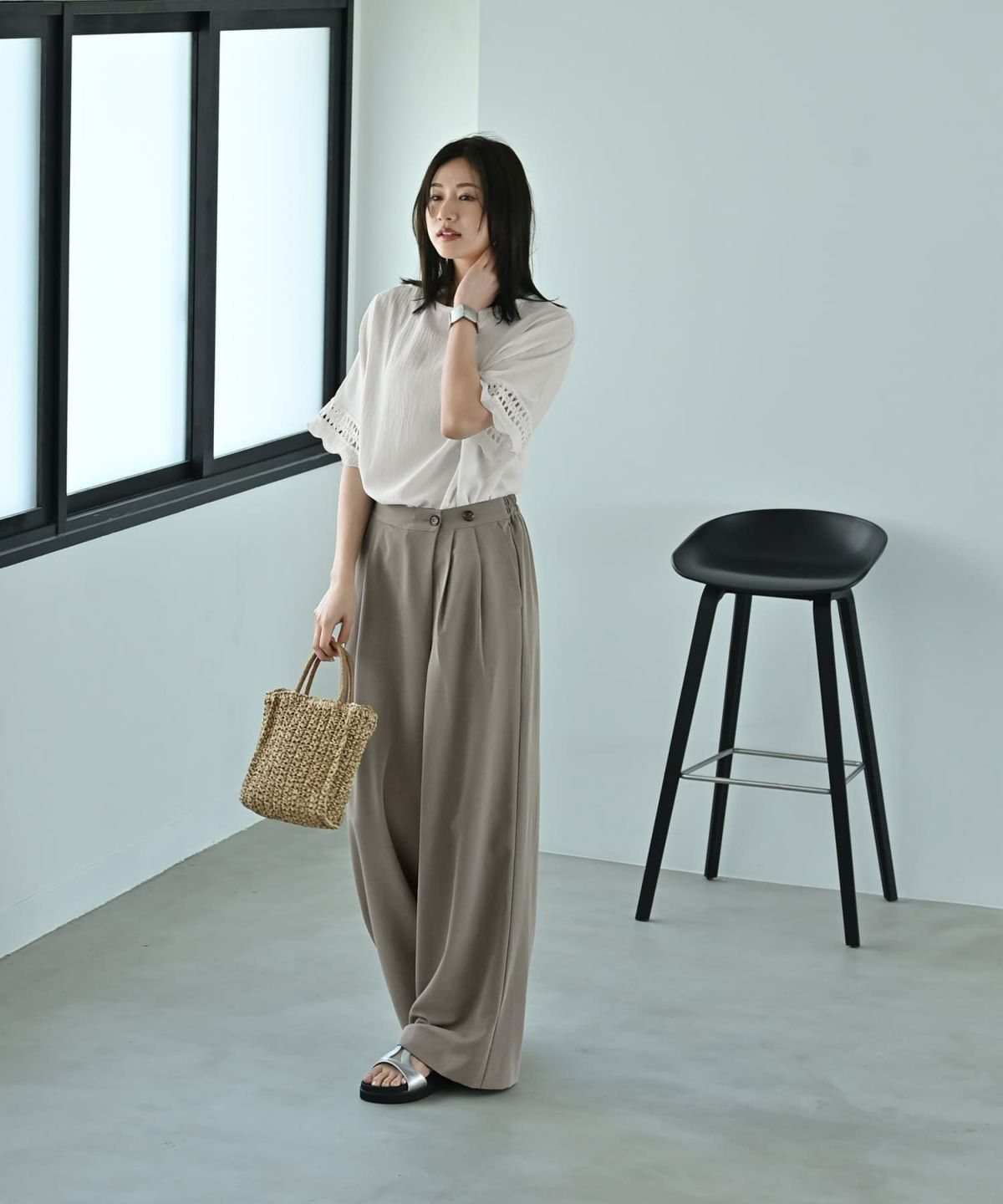 着用イメージ 172cm オリーブグレー F