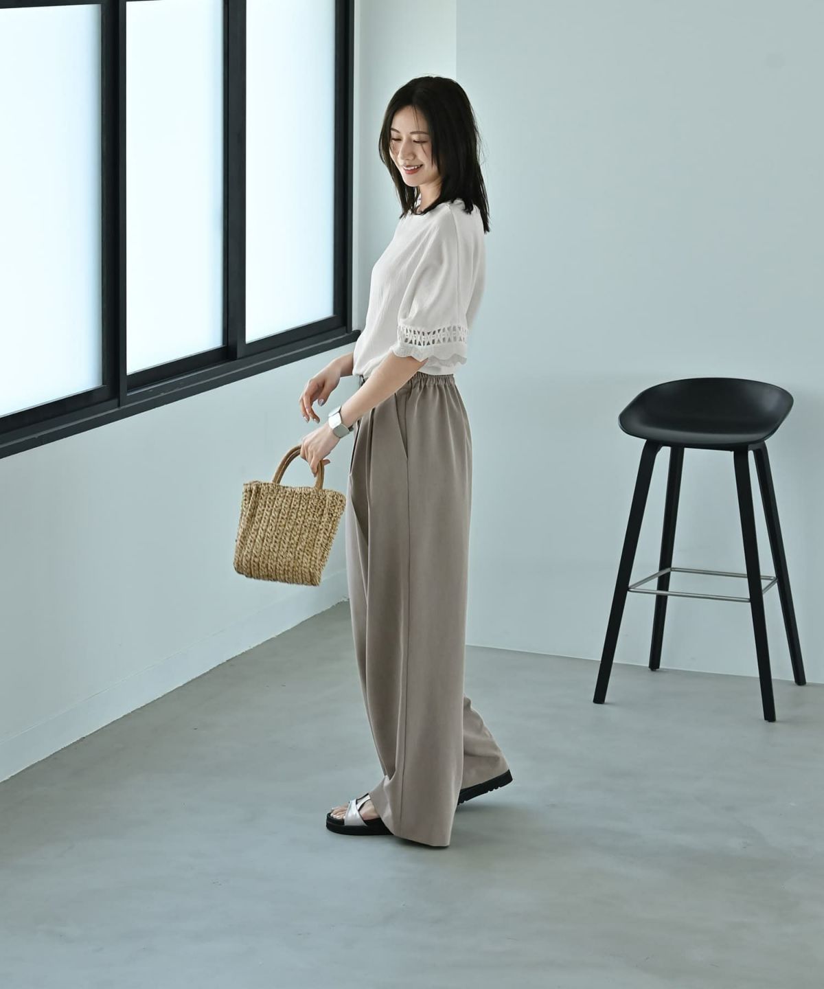 着用イメージ 172cm オリーブグレー F