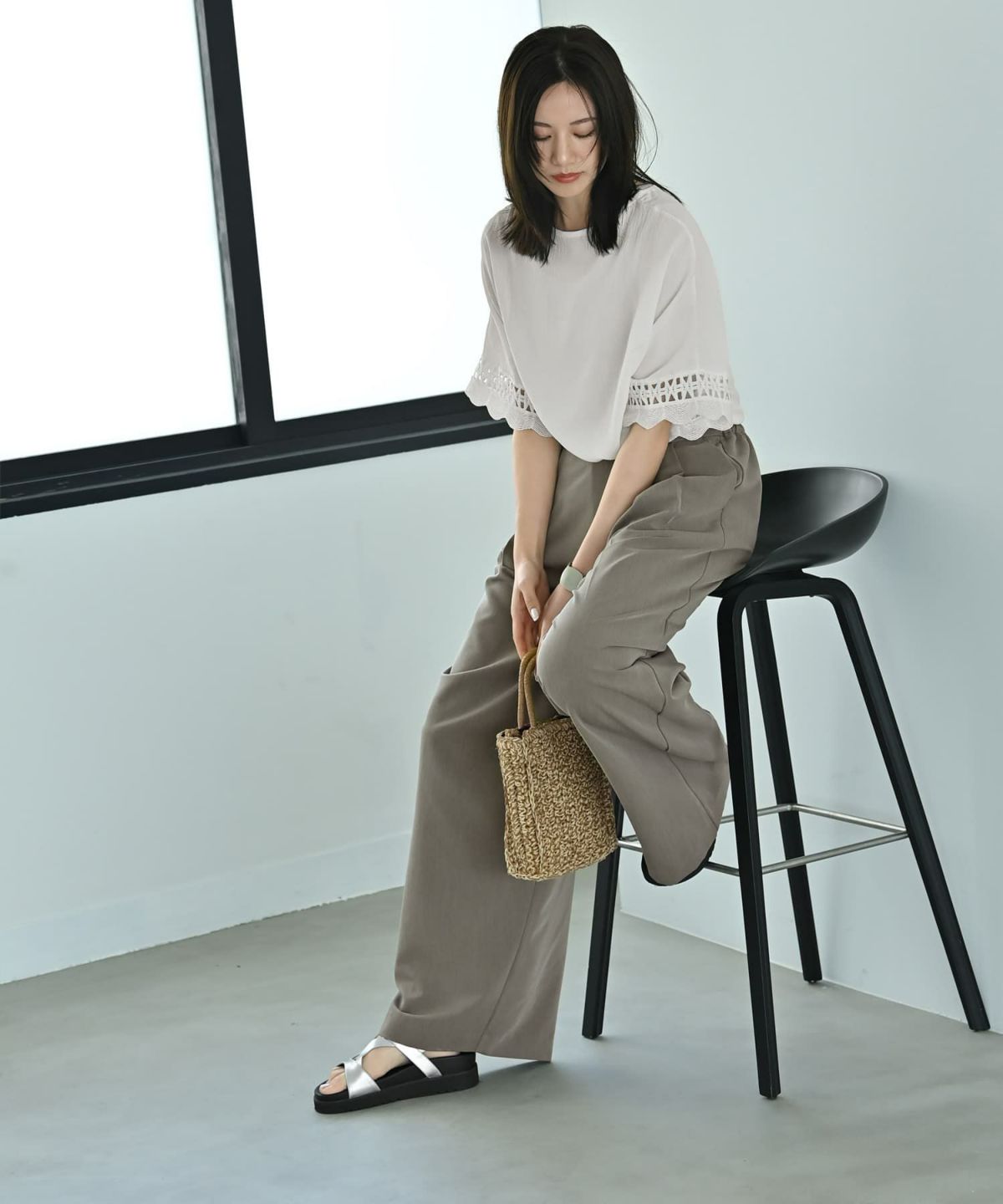 着用イメージ 172cm オリーブグレー F