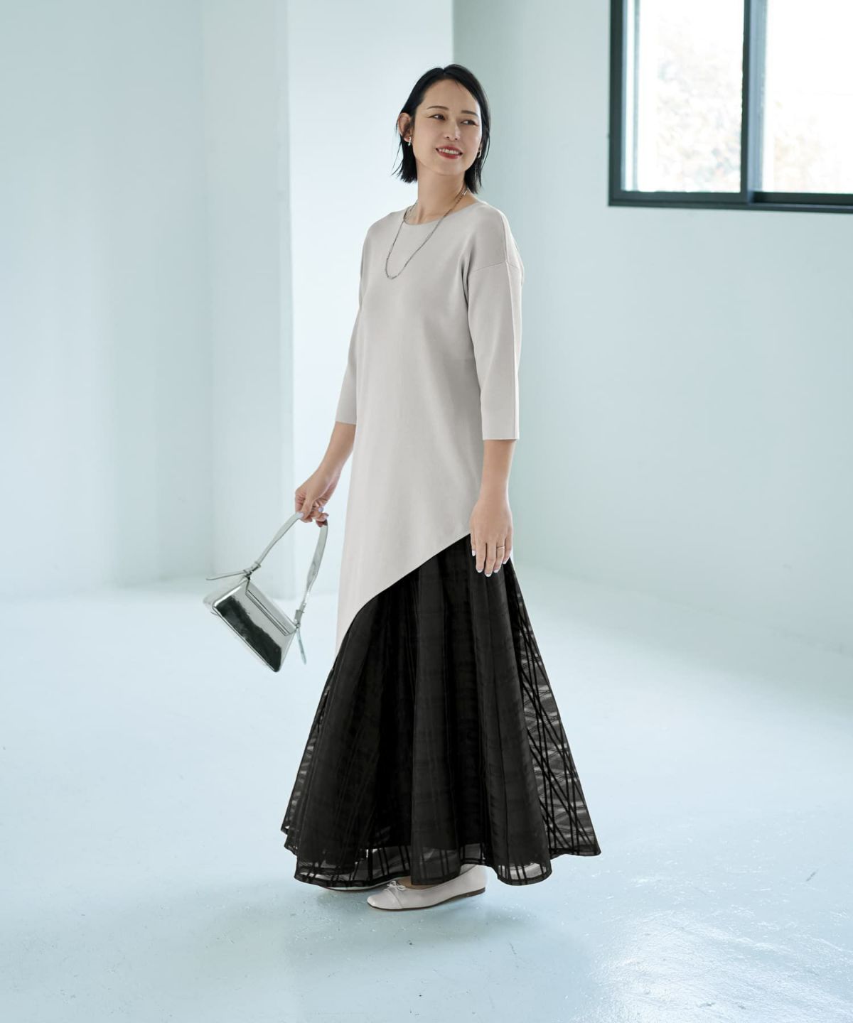 着用イメージ 187cm ライトグレー