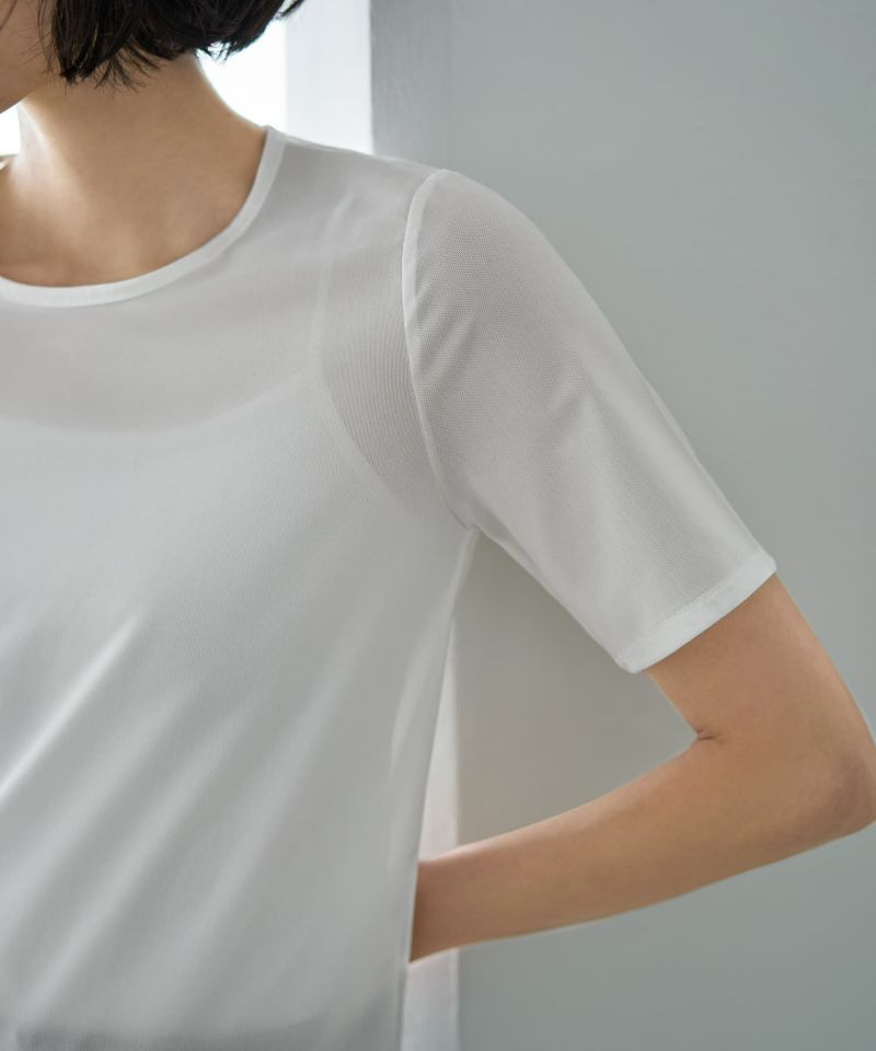 ストレッチメッシュ半袖トップス | おしゃれな大人レディース
