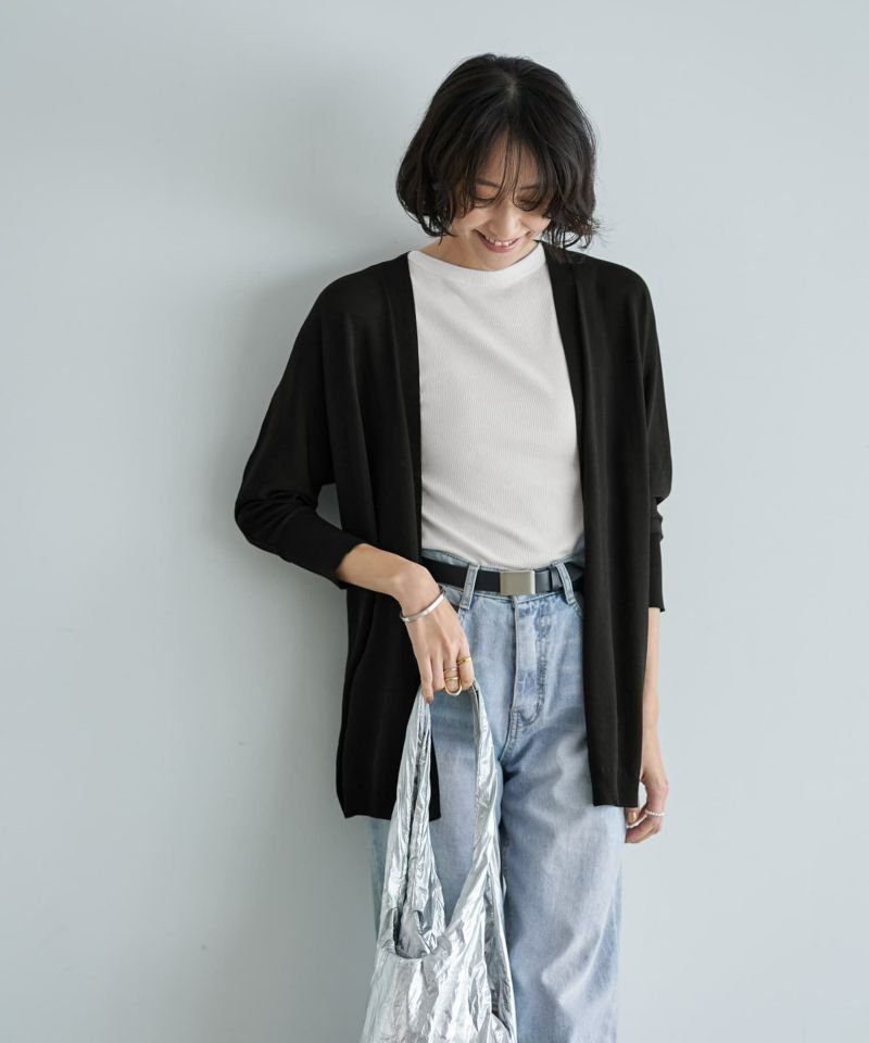 theory luxe コットンリネン ミドル丈トッパーカーディガン Mサイズ ひんやりタッチのミドル丈トッパーカーディガン | おしゃれな