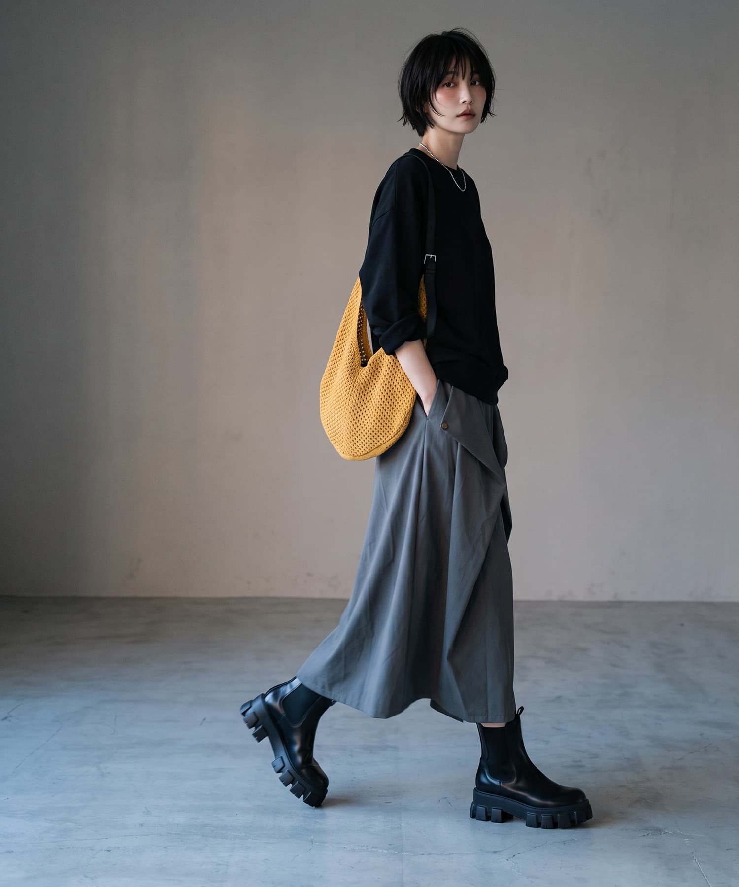着用イメージ 172cm ブルーグレー