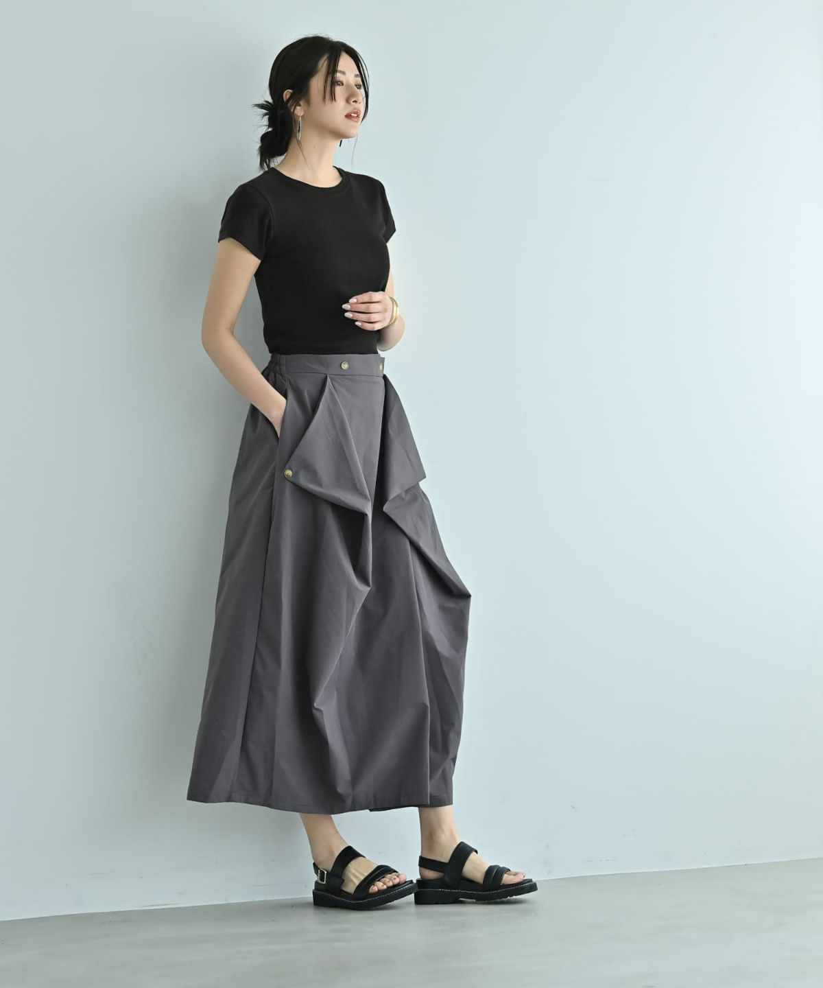 着用イメージ 172cm ブルーグレー