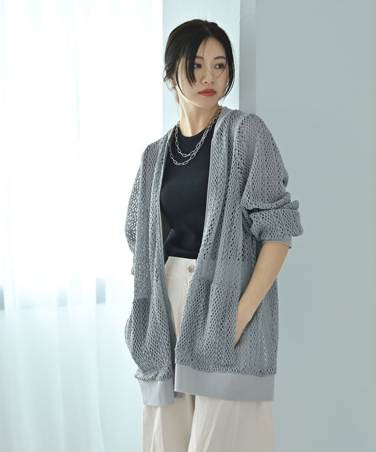 着用イメージ 172cm ブルーグレー