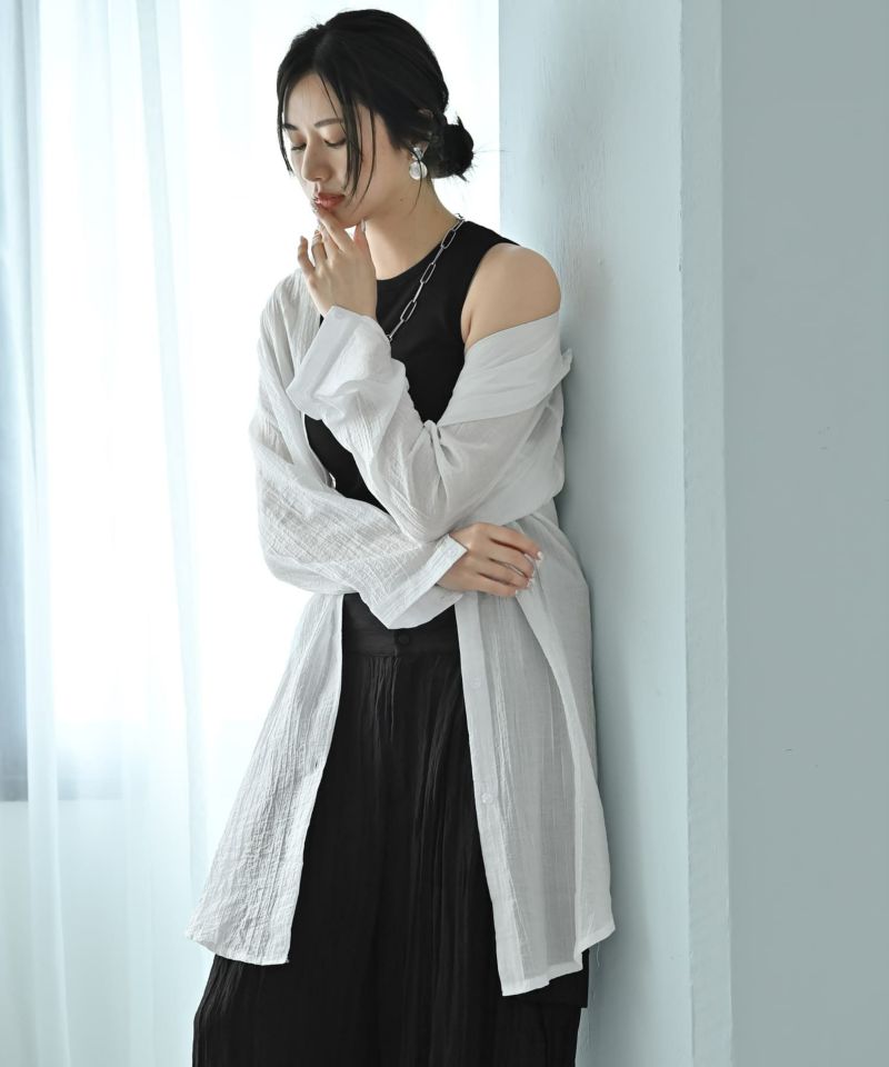 同梱不可商品]【BLK001】エアリーシアーロングシャツ【予約