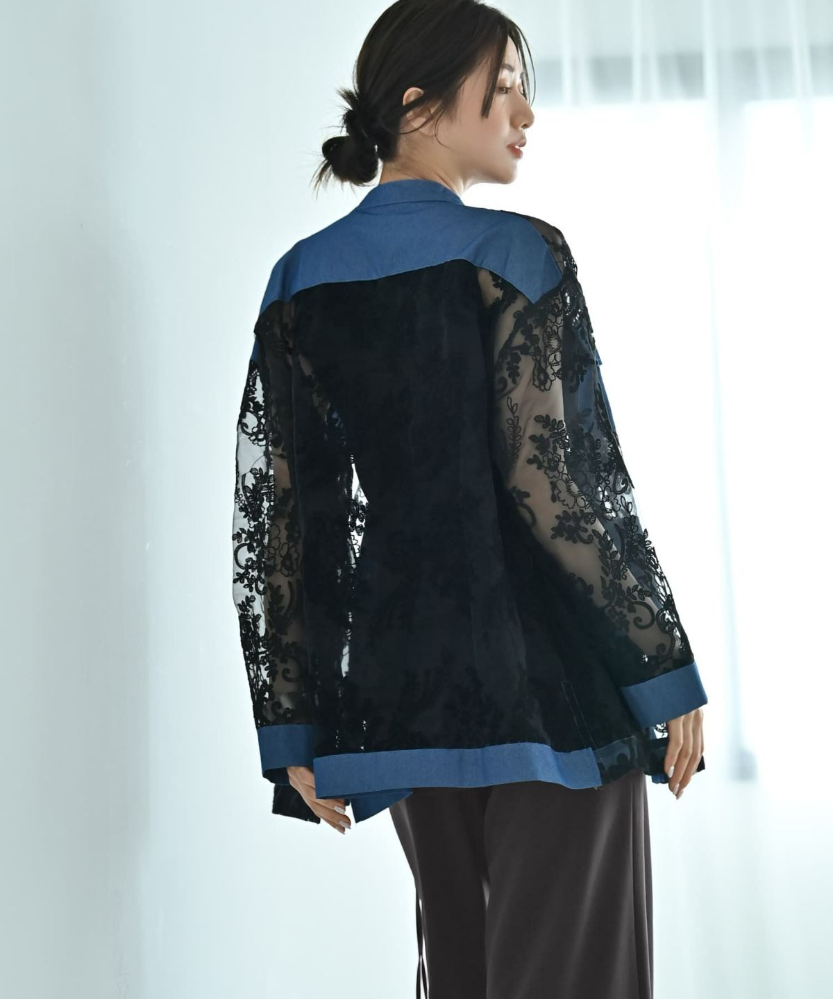 着用イメージ 172cm ブラック×インディゴ