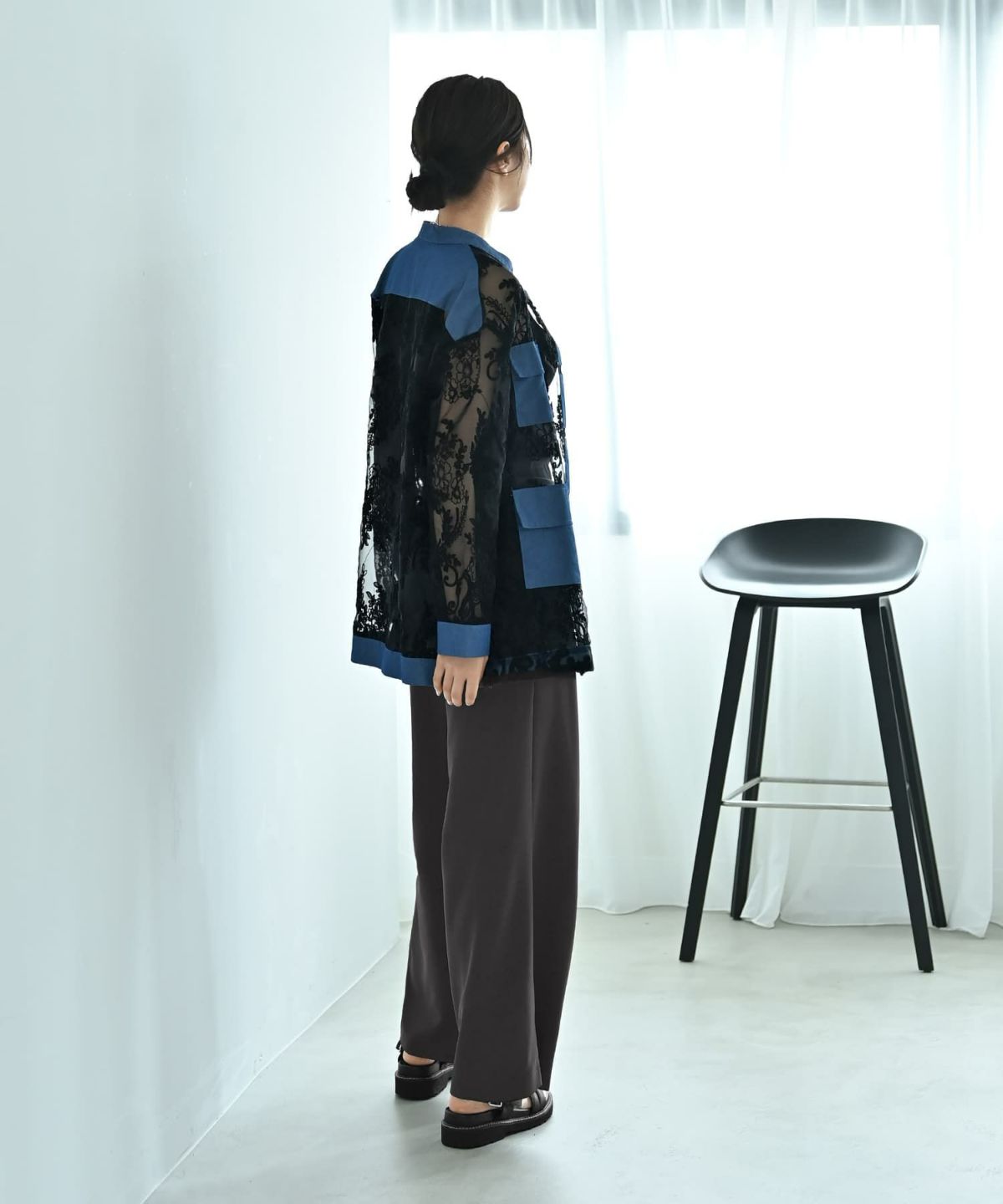 着用イメージ 172cm ブラック×インディゴ