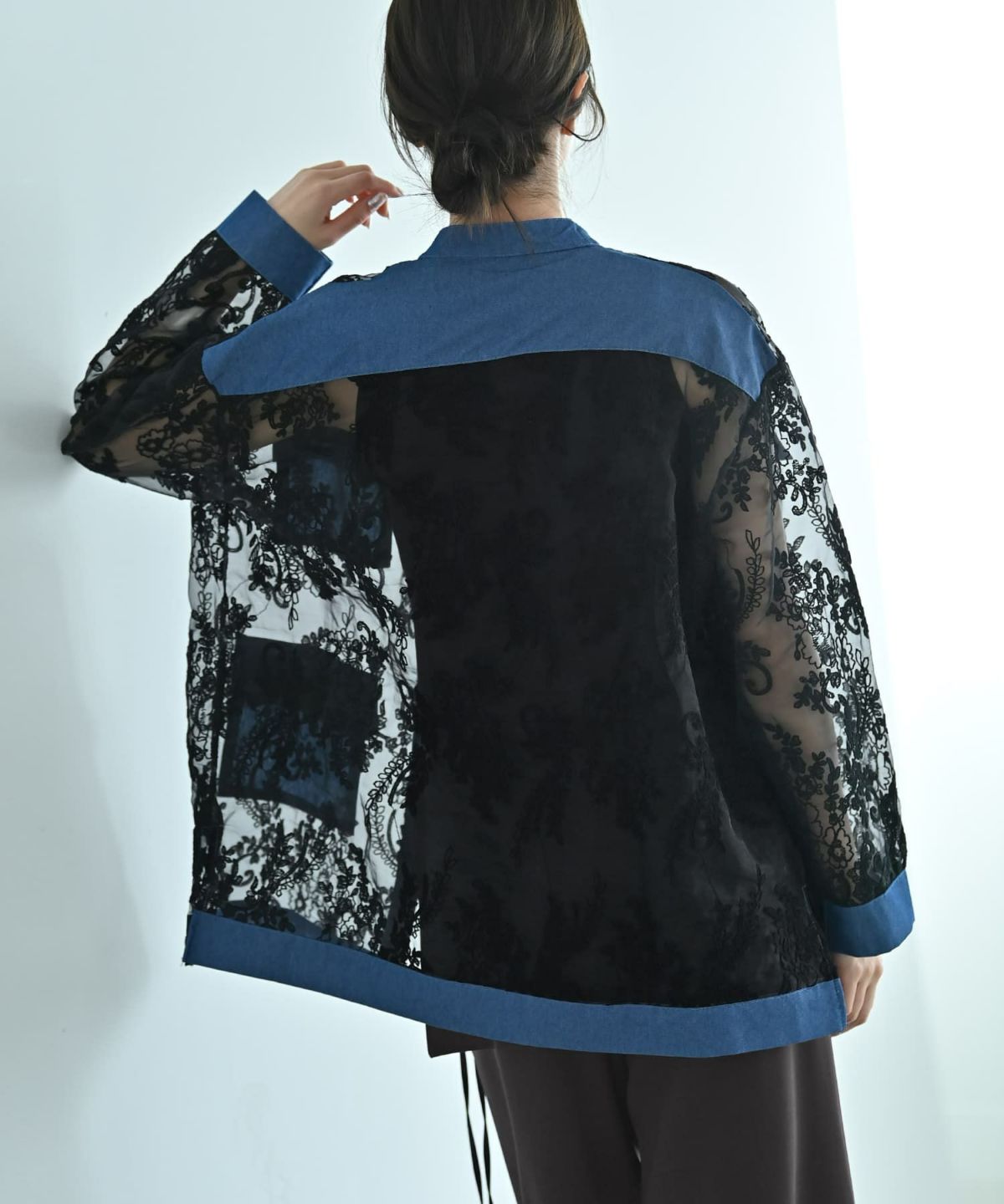 着用イメージ 172cm ブラック×インディゴ